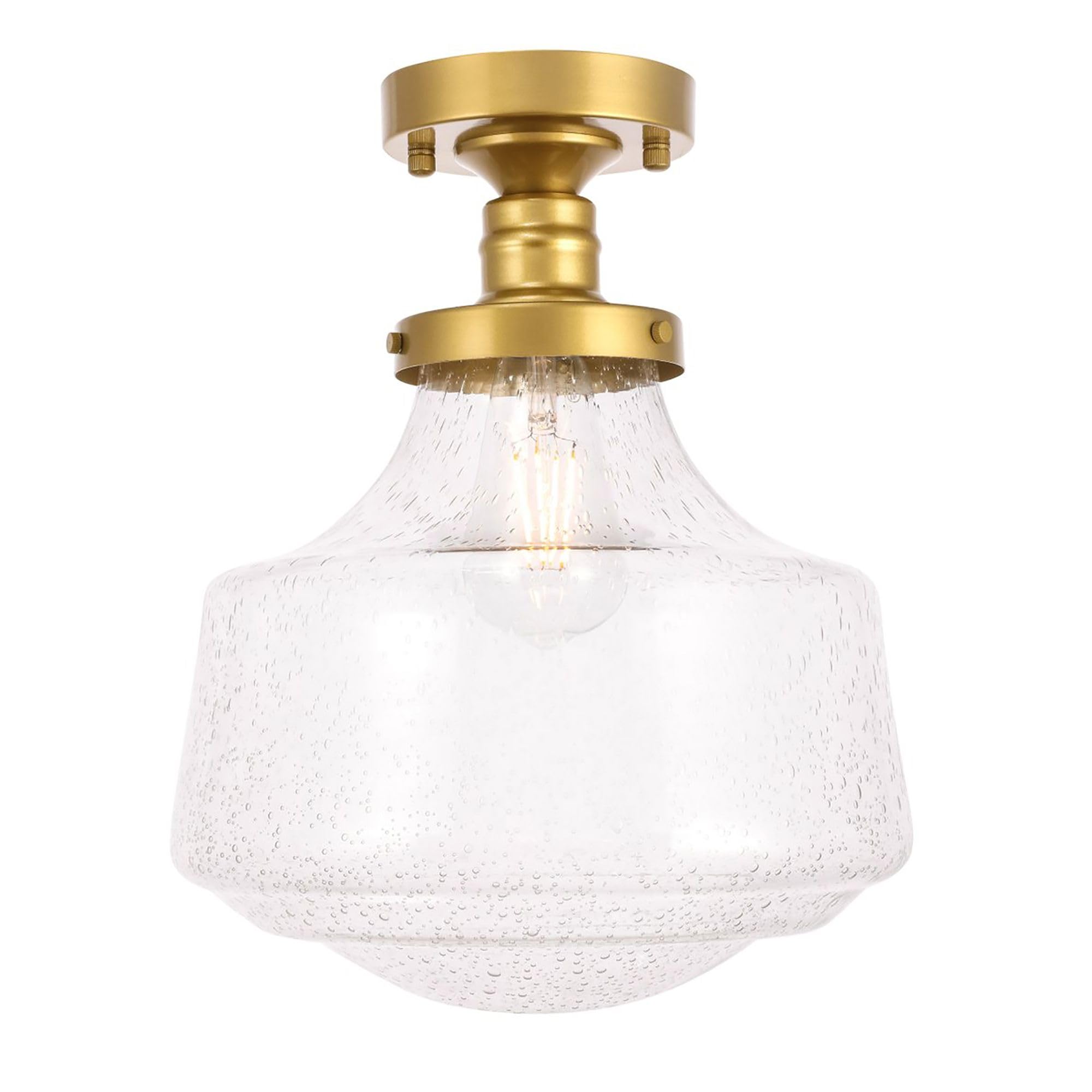 Living District Indoor Modern Home Decor Bright Lyle 1 Light Brass and Clear seeded Glass Flush Mount