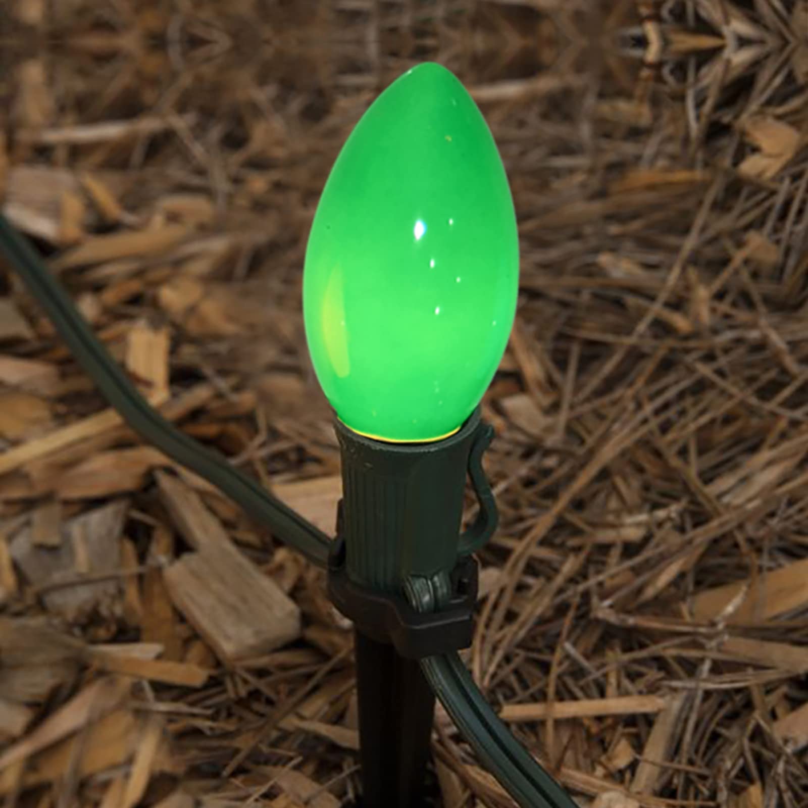 SUNSGNE C9 Green Replacement Bulbs - 25 Pack Vintage Incandescent E17, 7W for St. Patrick's Day, Christmas, Patio Decor