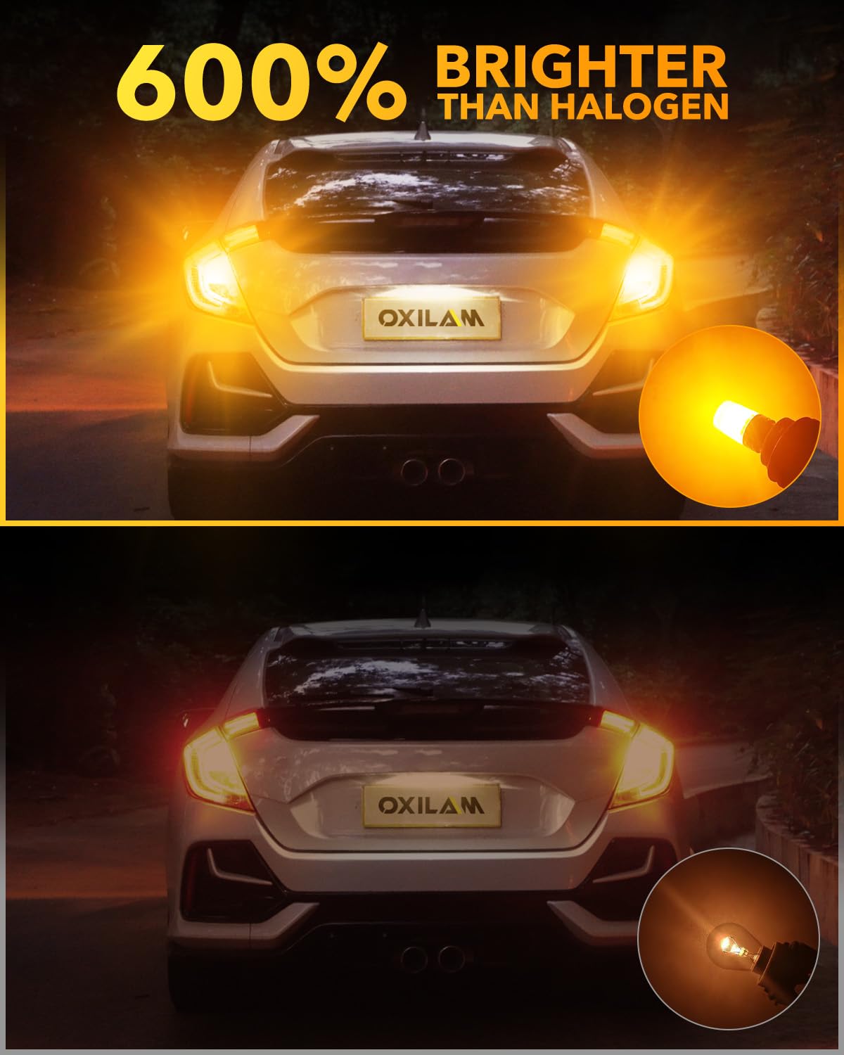 OXILAM 1156 LED Bulb Amber Yellow 7506 BA15S Turn Signal Lights, 600% Brighter Replacement for Front Rear Signal Lights