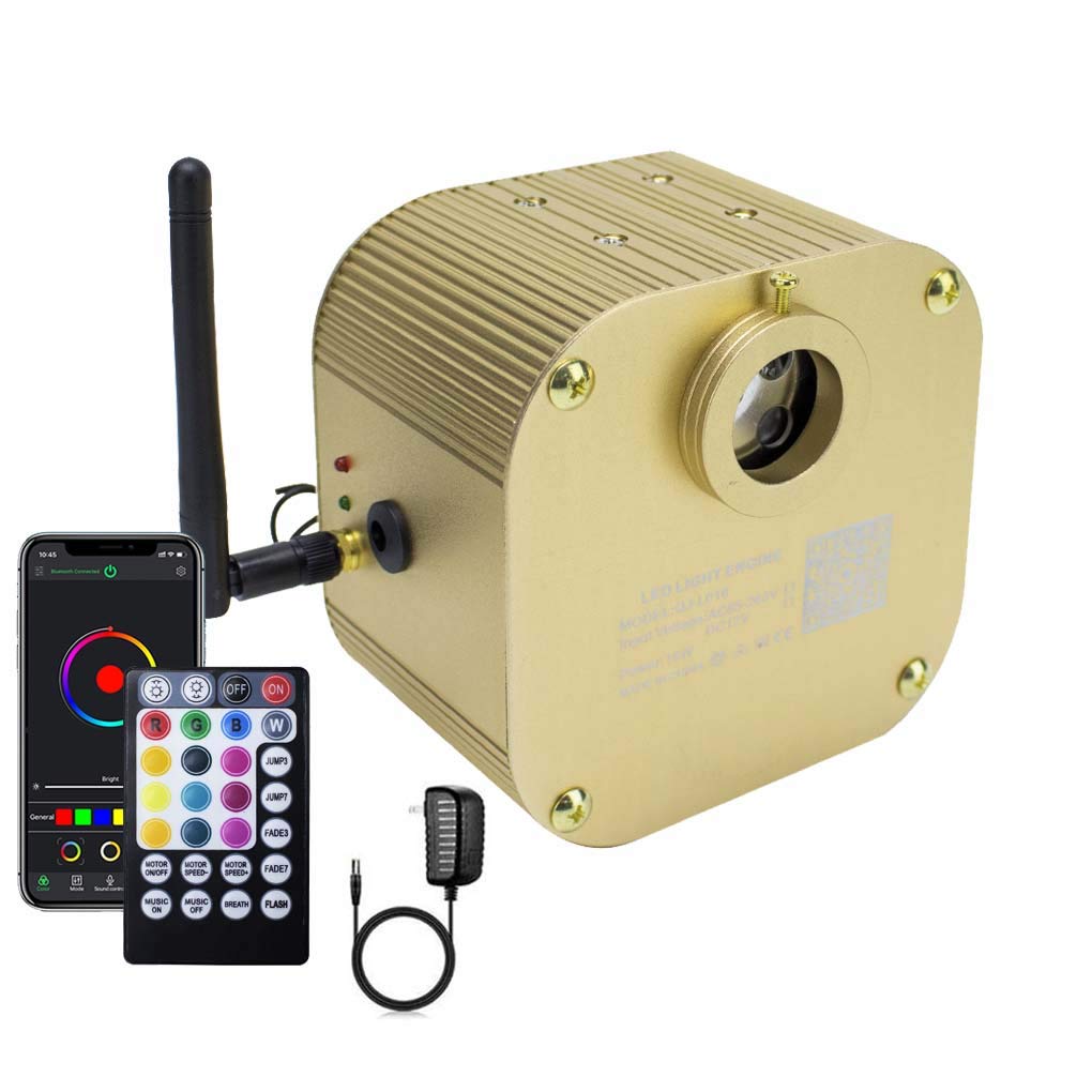 Azimom 16W Twinkle Fiber Optic Starlight Box Sound Activated Rgbw Fiber Optic Light Source App/Remote Control Light Engine Driver For Car Home Ceiling Star Lighting Decor