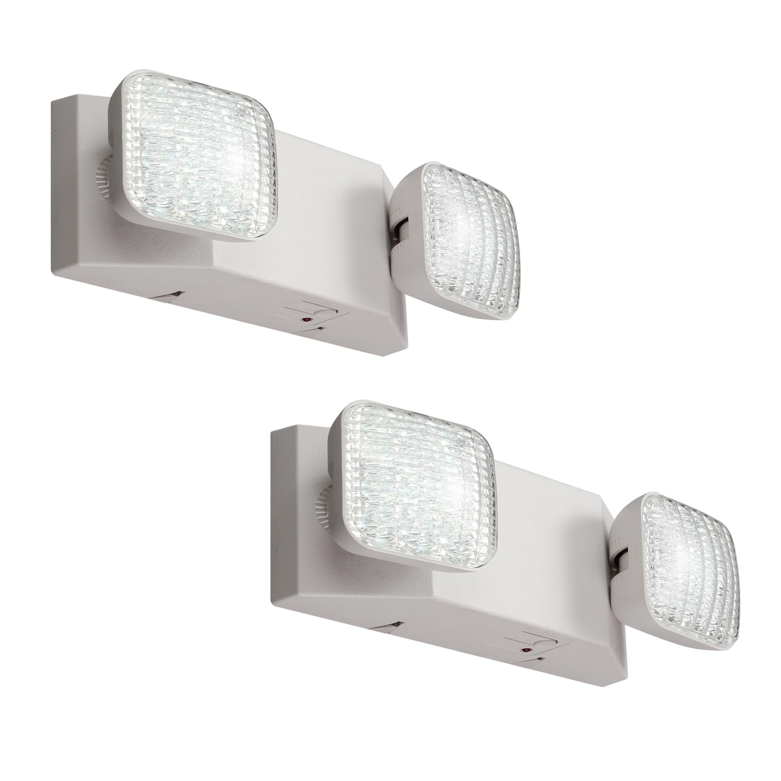 GZRUIYANG LED Emergency Lights with Battery Backup, Adjustable Heads, UL 924 Certified, 2 Pack, White, Model RY-EM01-WH-2