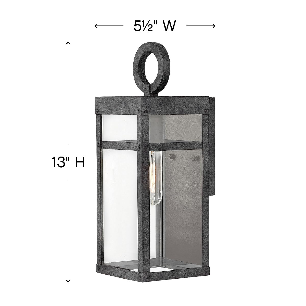 Hinkley Porter Small Outdoor Lantern, 1-Light, Aluminum, Aged Zinc Finish, Model 2806DZ, Extra Small