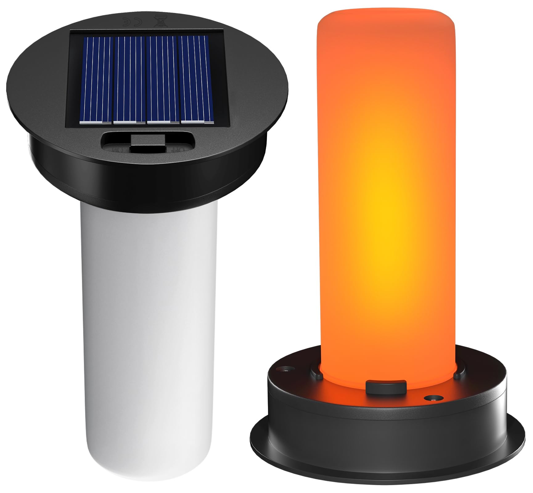 2 Pack Solar Light Replacement Tops with Flickering Flame, Waterproof LED Solar Light Parts for Hot Air Balloon Lanterns (Fits 2