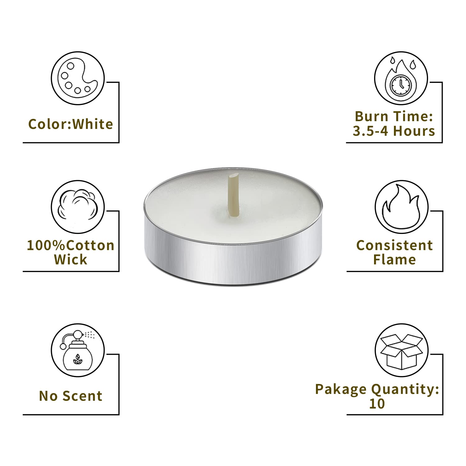 10 Pack Tea Candles Wedding Party and Home Decoration Votive Parties Tealight Small Wishing Bulk with 1.5-2 Hours Extended Burn