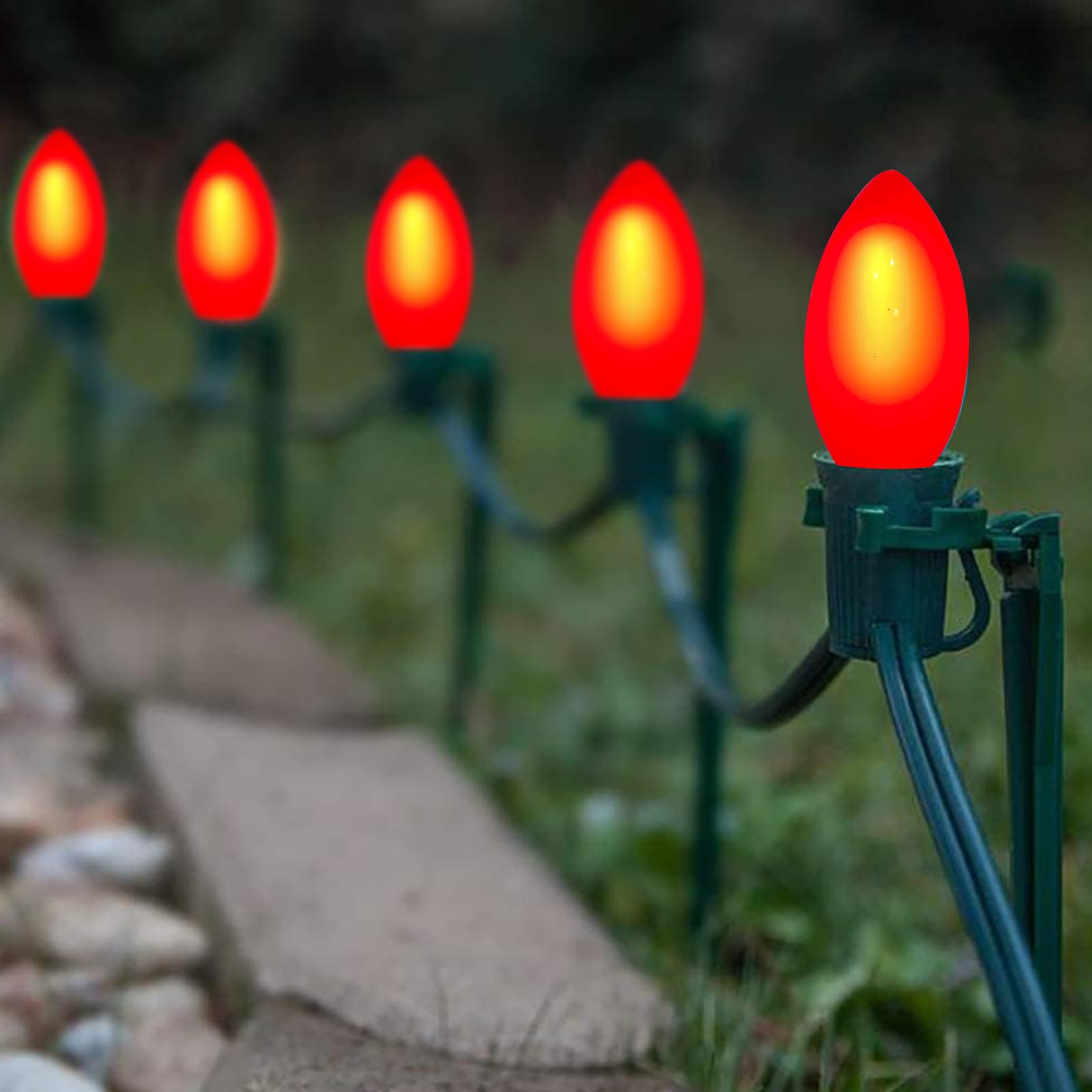 Goothy 25 Pack C9 Led Red Christmas Lights Bulbs, 0.6W Shatterproof Red C9 Replacment Bulbs For Christmas Outdoor Patio String L