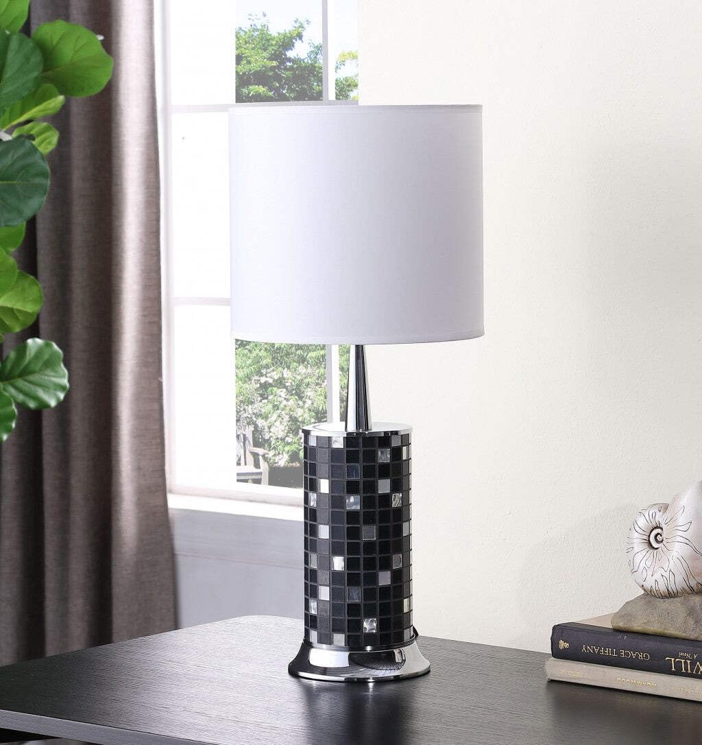 24 Dark Tones Metal And Glass Mosaic Table Lamp