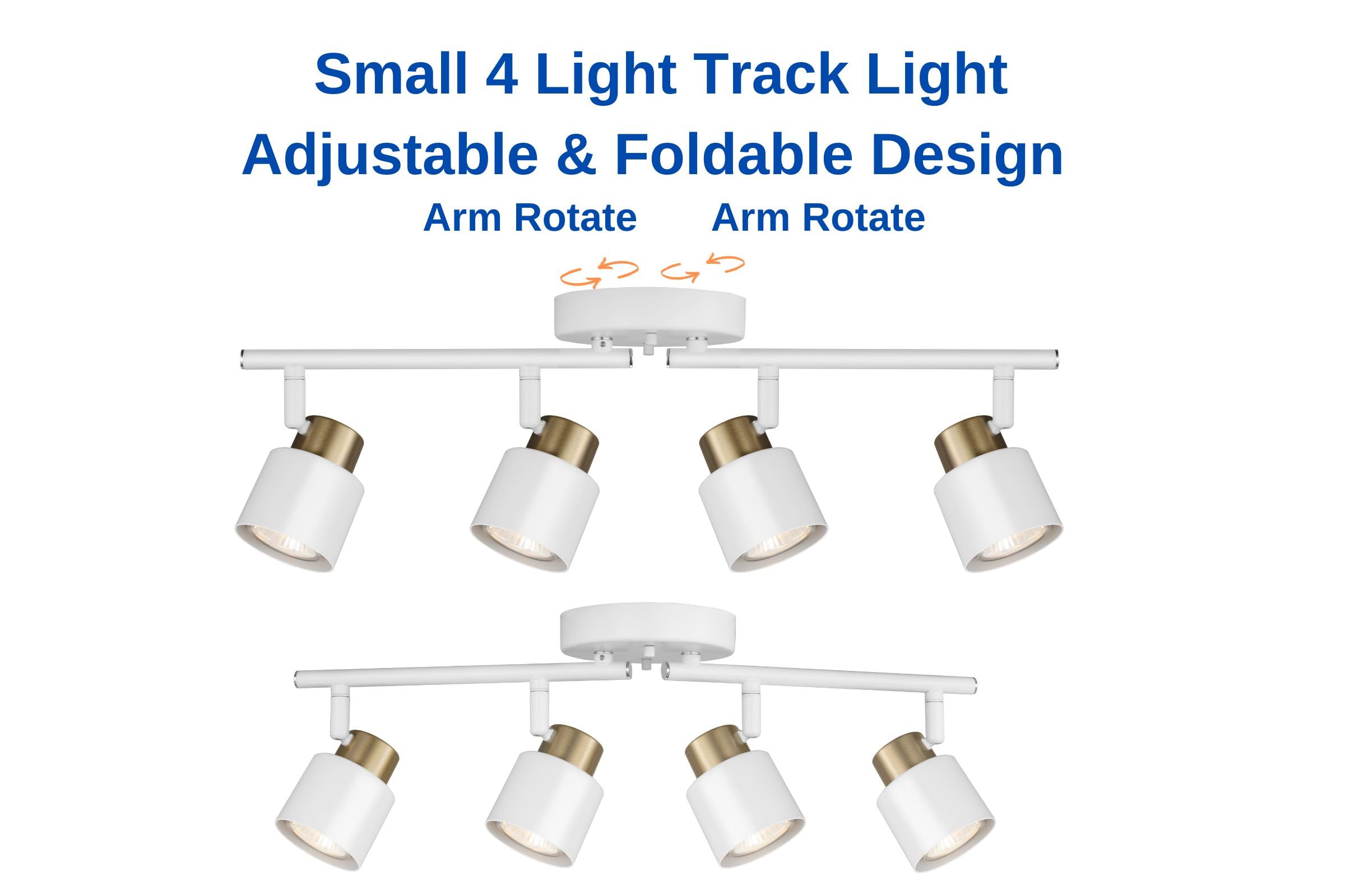 Craftronos 4 Light Track Lighting Kit, Matte White Brass Finish Adjustable With Modern Flush Mount Ceiling Spotlight For Kitchen