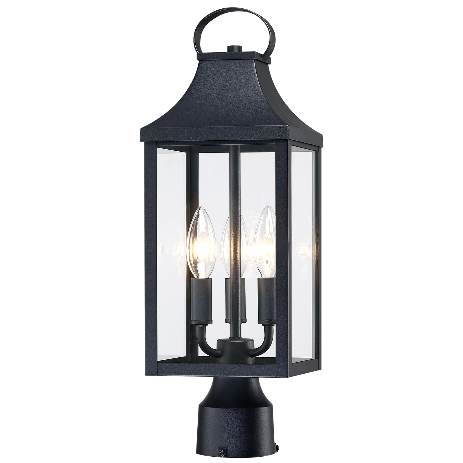 MYHXQ 18.62 Post Light Outdoor, Large 3-Light Lamp Post Light Fixture, Modern Pillar Outside Lighting Waterproof Post Lantern La
