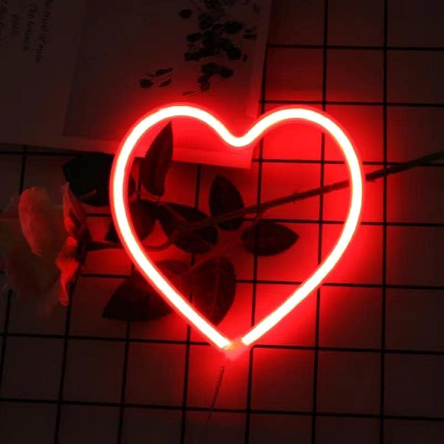 EXF Red Heart Neon Sign - Battery Operated/USB Powered LED Light for Home, Bedroom, Party Decor - 1 Pack - H-Heart-S-Red