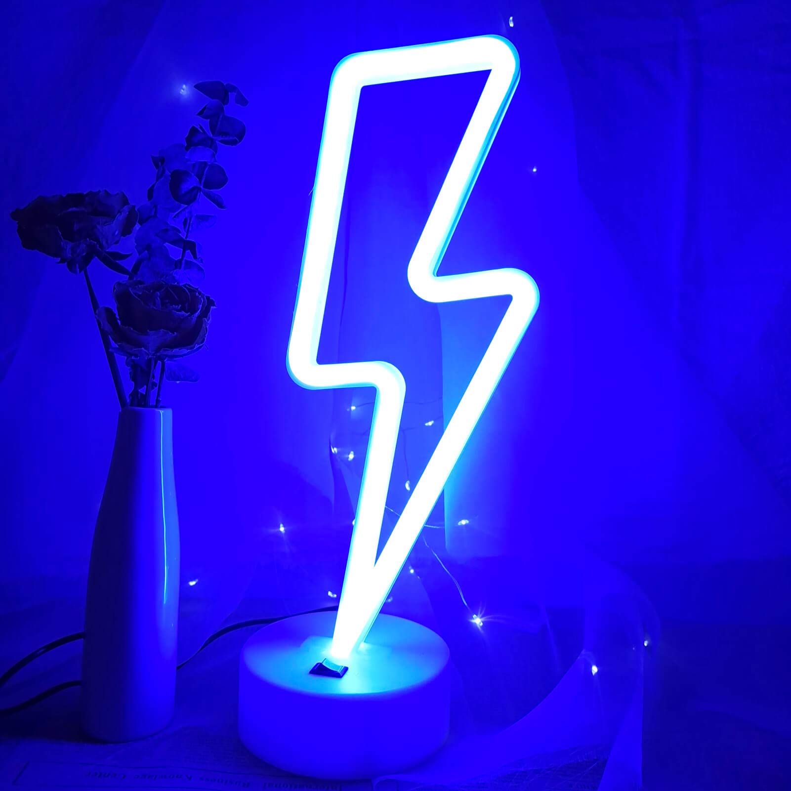 Vifulin Lightning Bolt Neon Sign - Led Room Decor For Teens, Usb/Battery, Blue, Model Qdjznhd.Z003B
