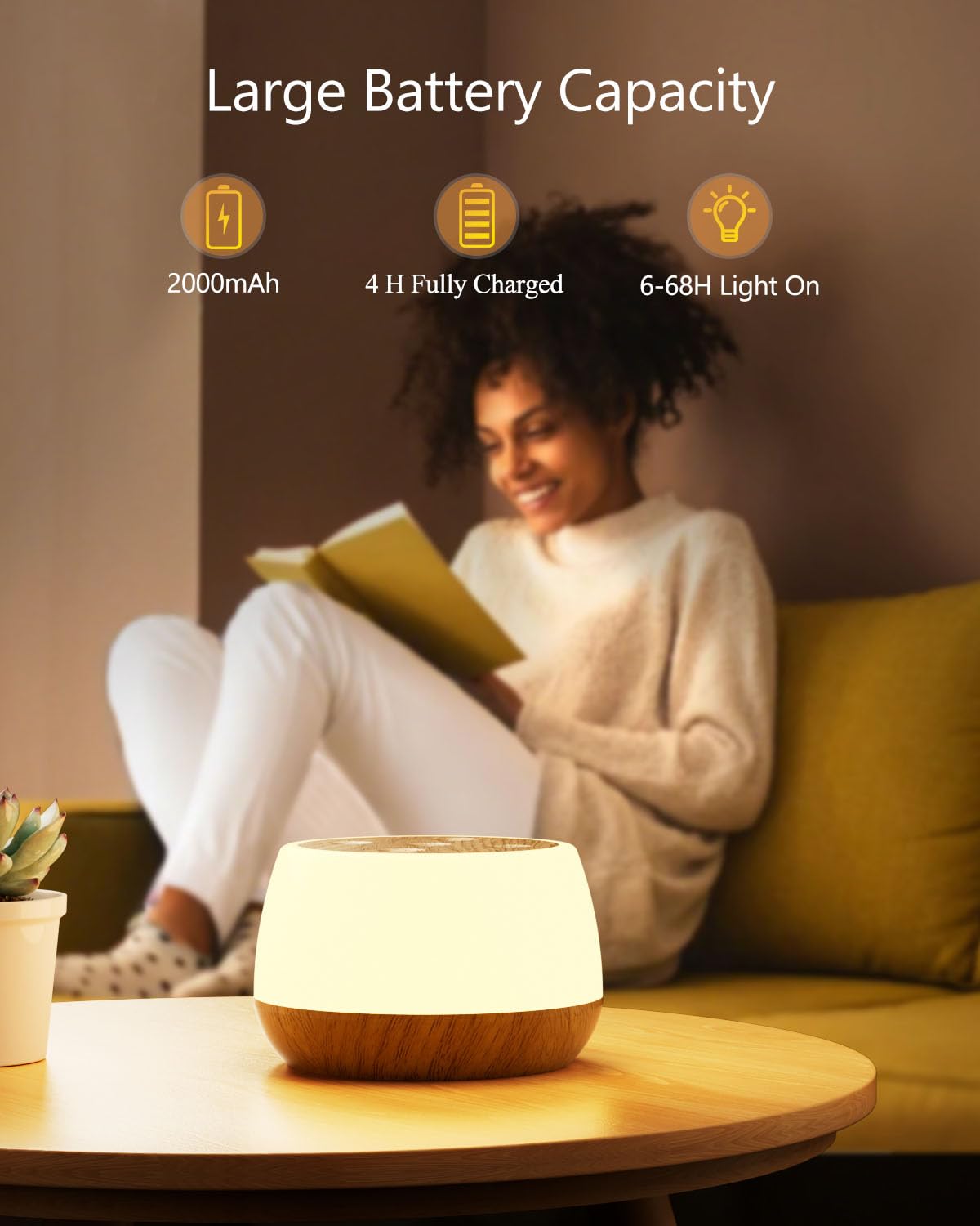 Bonsery Kids Night Light Touch, Rechargeable Bedside Lamp Stepless Dimmable, 3 Modes & 9 Colors Changing, Portable Touch Table L