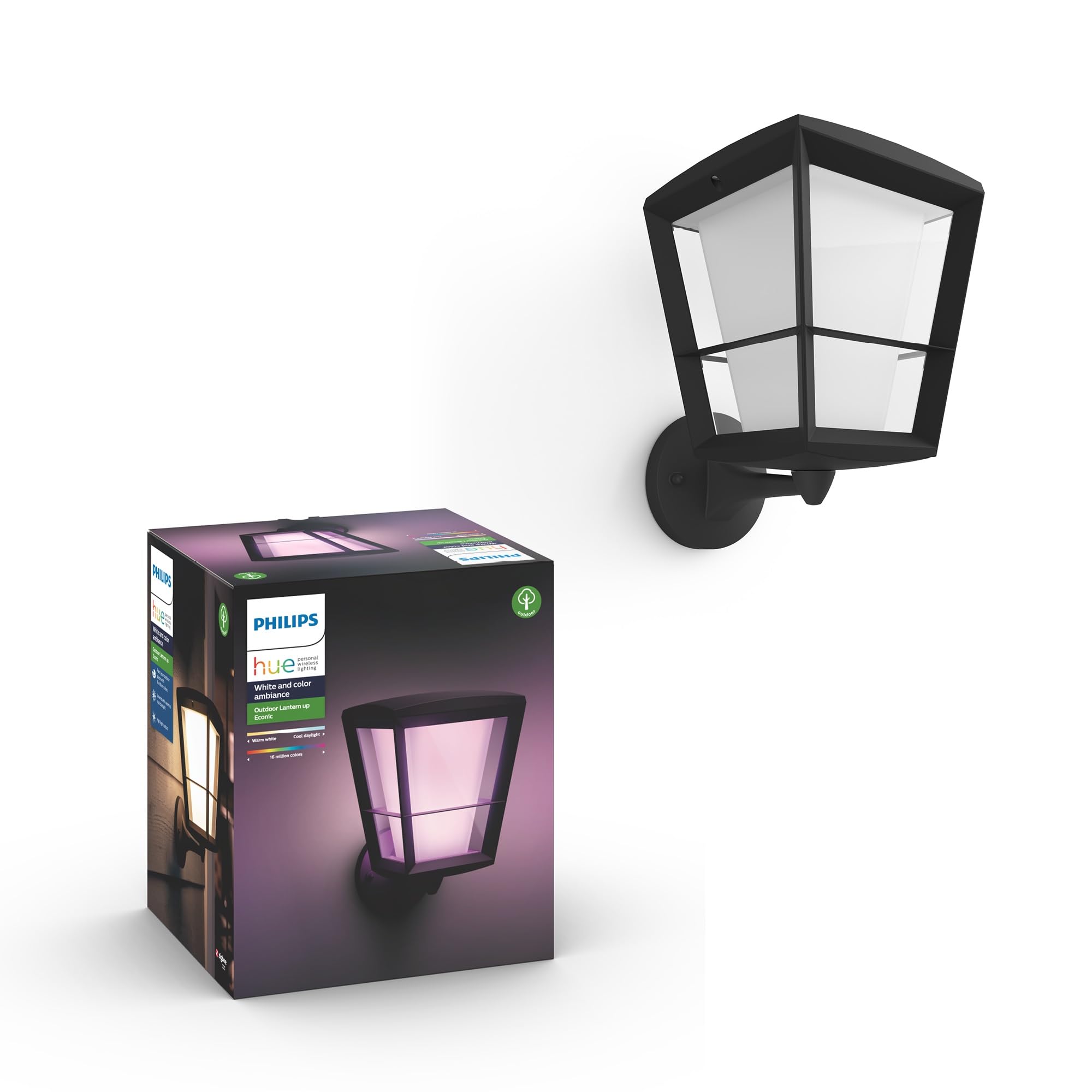 Philips Hue Econic Up Outdoor Smart Wall Light - Black - E26 Color-Changing Led Bulb - 1 Pack - Requires Hue Bridge - Weatherproof