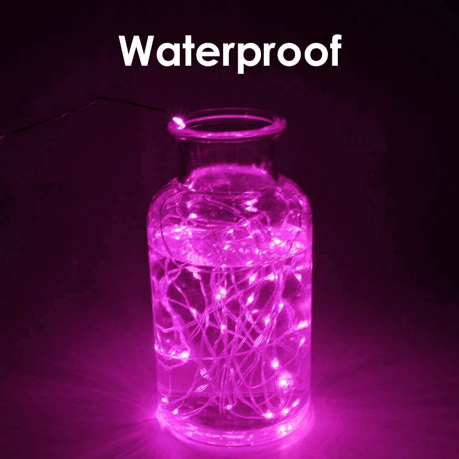 Sanjicha Pink Extra-Long Solar String Lights, 2-Pack 400 Led Solar Valentine Day Lights, Waterproof Copper Wire 8 Modes Solar Tw