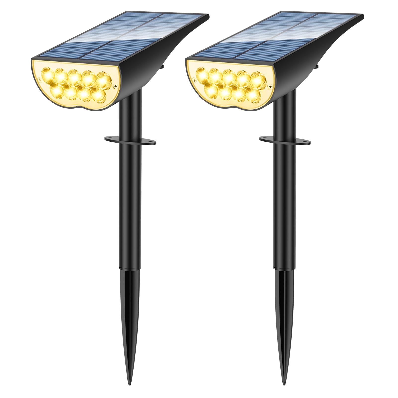 ZOOKKI Solar Spot Lights Outdoor, Solar Lights Outdoor Waterproof IP65, 3 Brightness Modes Dusk to Dawn Landscape Spotlights for Yard Garden Pathway Tree Decoration, Warm White, 2 Pack