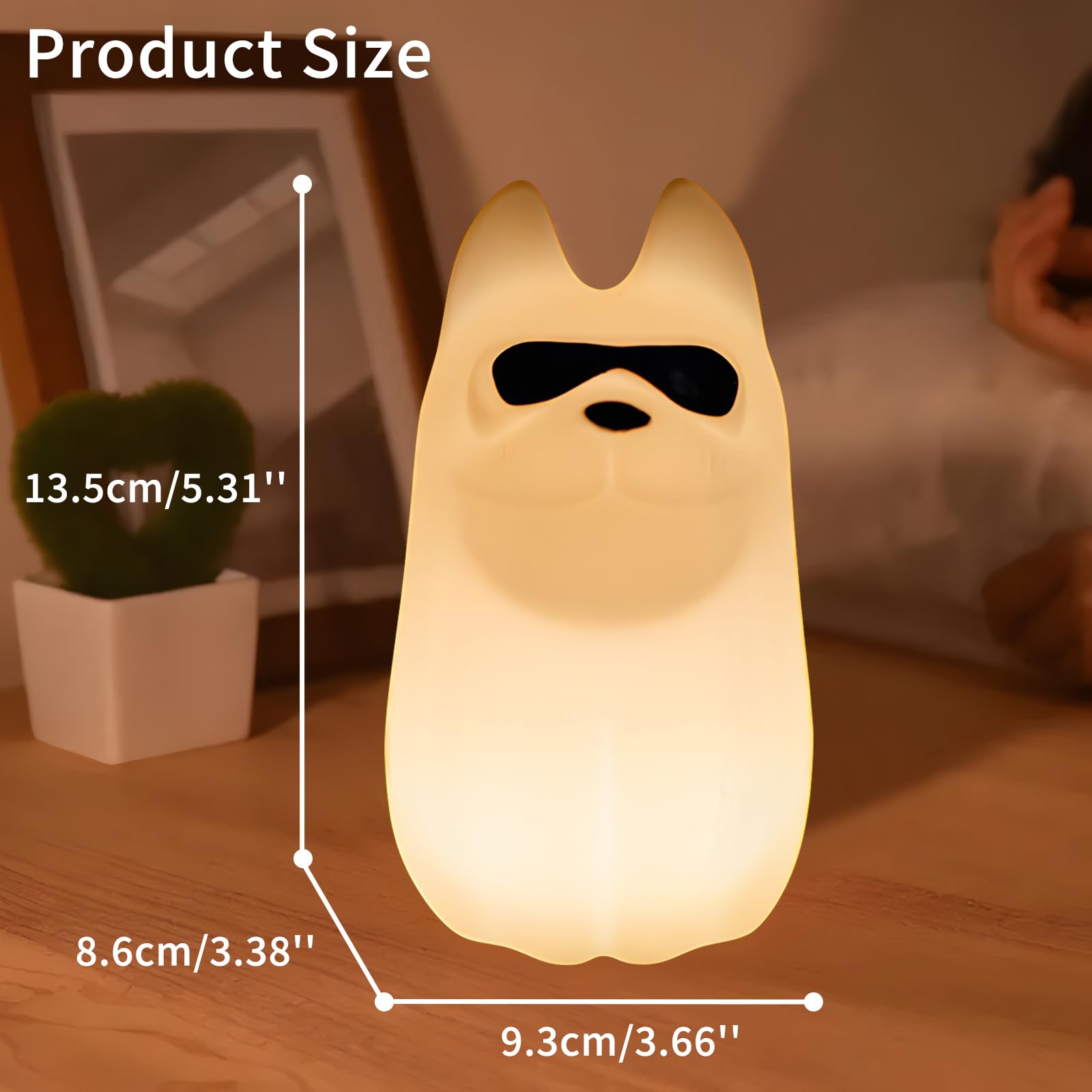 Hpydiy Cute Dog Night Light  7 Colors Want Want Nightlight  Led Bedside Lamp  Touch-Sensitive For Bedroom  Living Room Dorm Room Decor For Christmas Gift Baby Kids Girls Teens