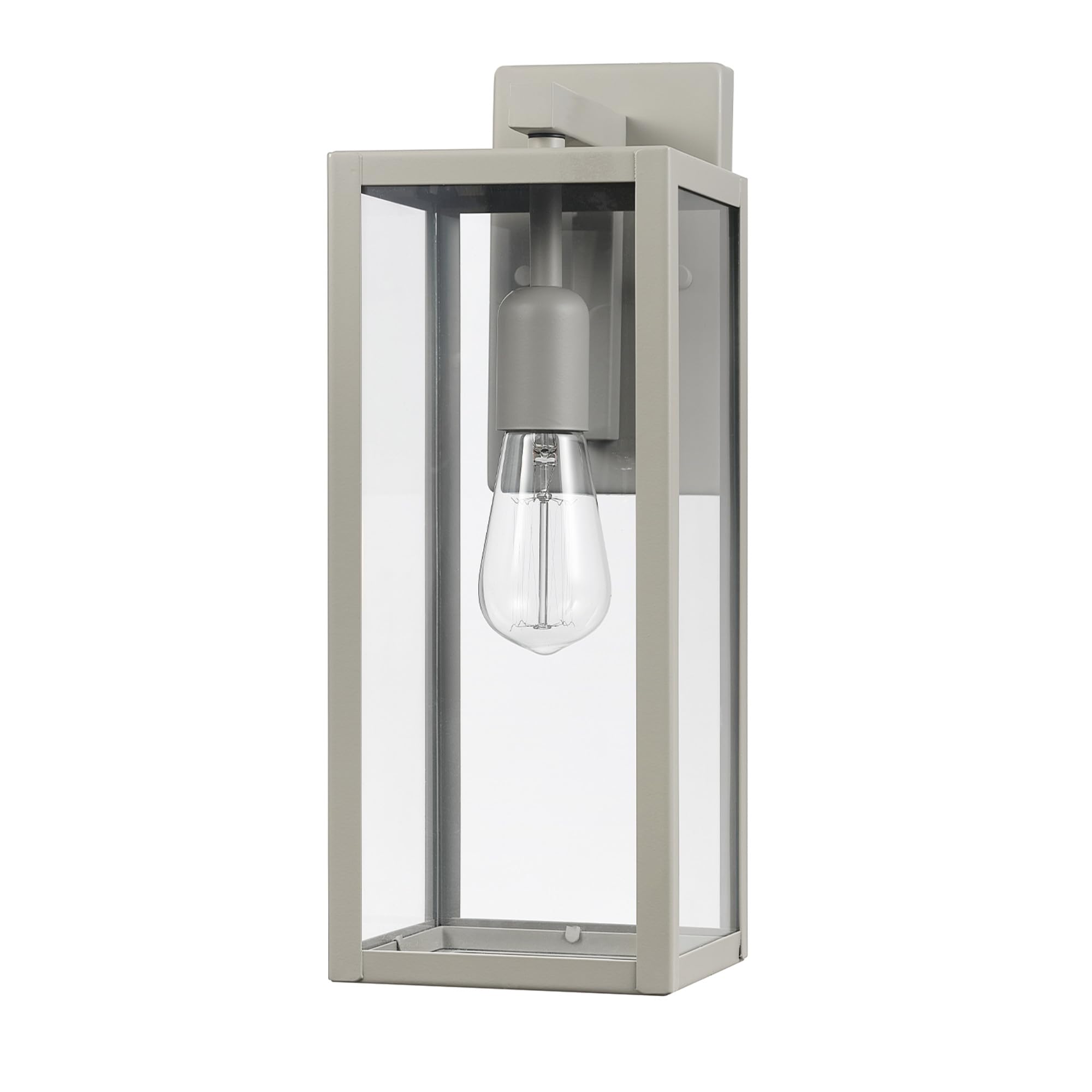 Globe Electric Bowery 1-Light Wall Sconce, Matte Gray, Metal, Clear Glass Shade, Model 44838