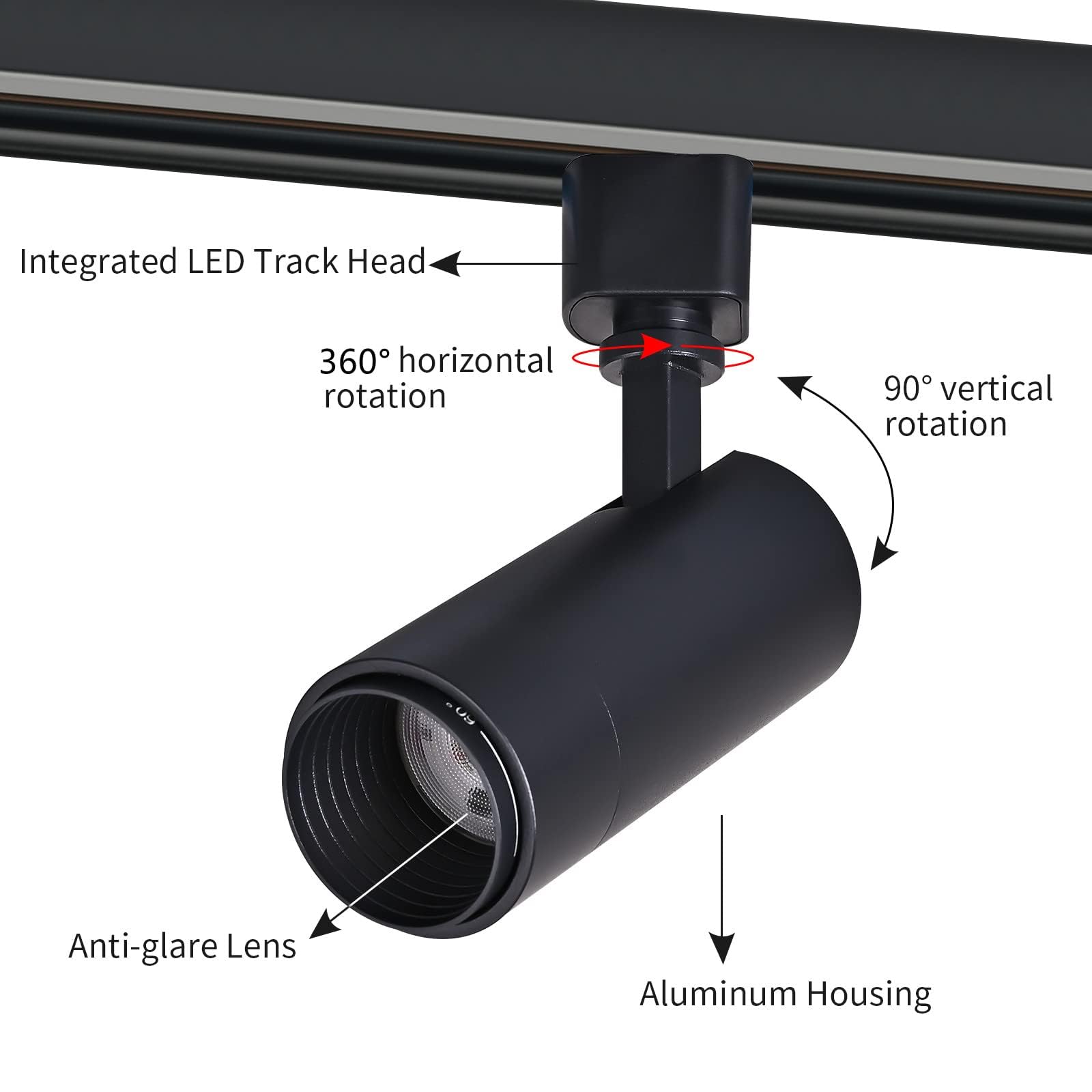 Ajbvp 5-Color Dimmable LED Track Lighting Heads, 12W, Zoomable Beam, 6 Pack - Black, Model AJ-001, Suitable for Art Lighting