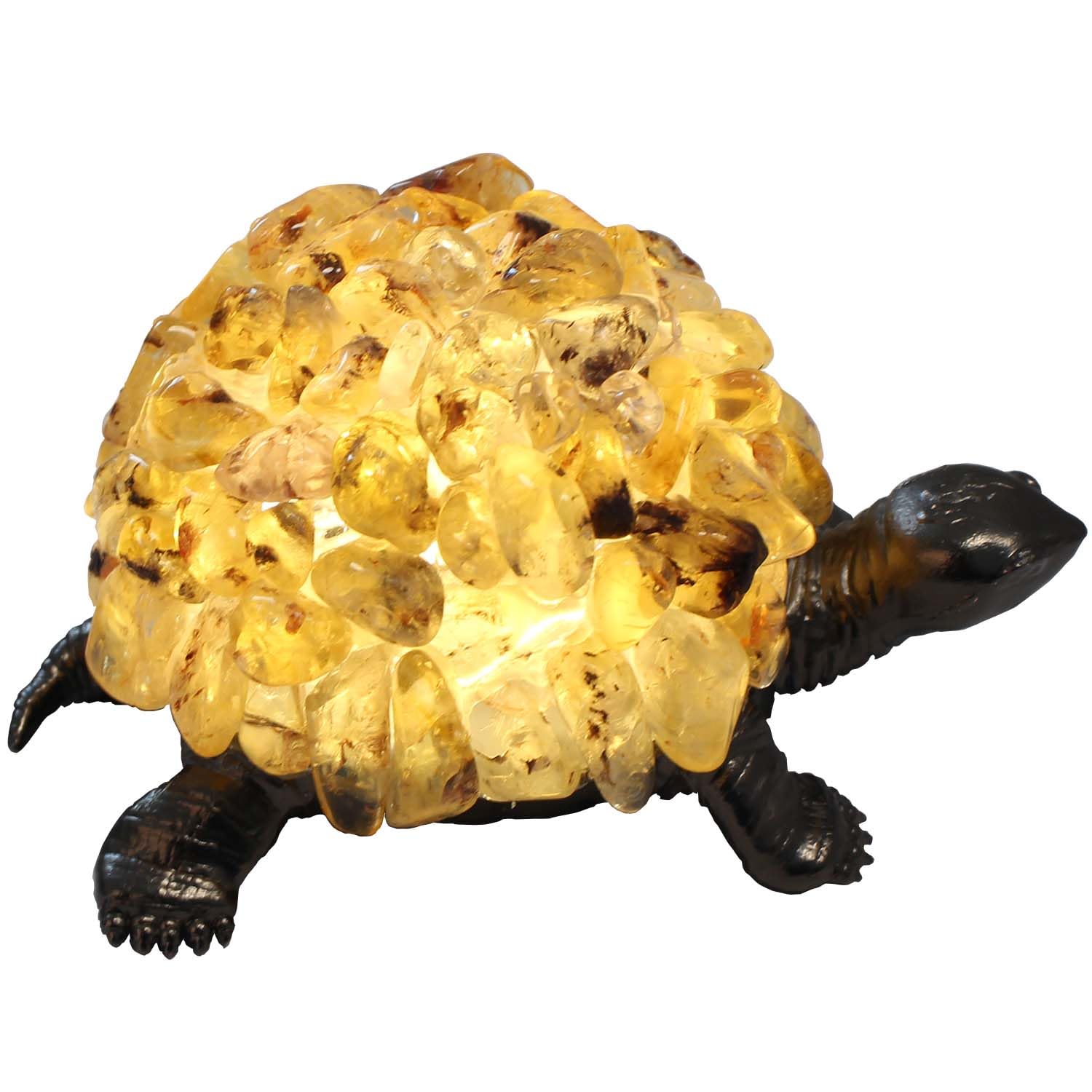 Youhot Handmade Genuine Amethyst Fragments Turtle Table Lamp Night Light for Bedside Living Room (Amethys)