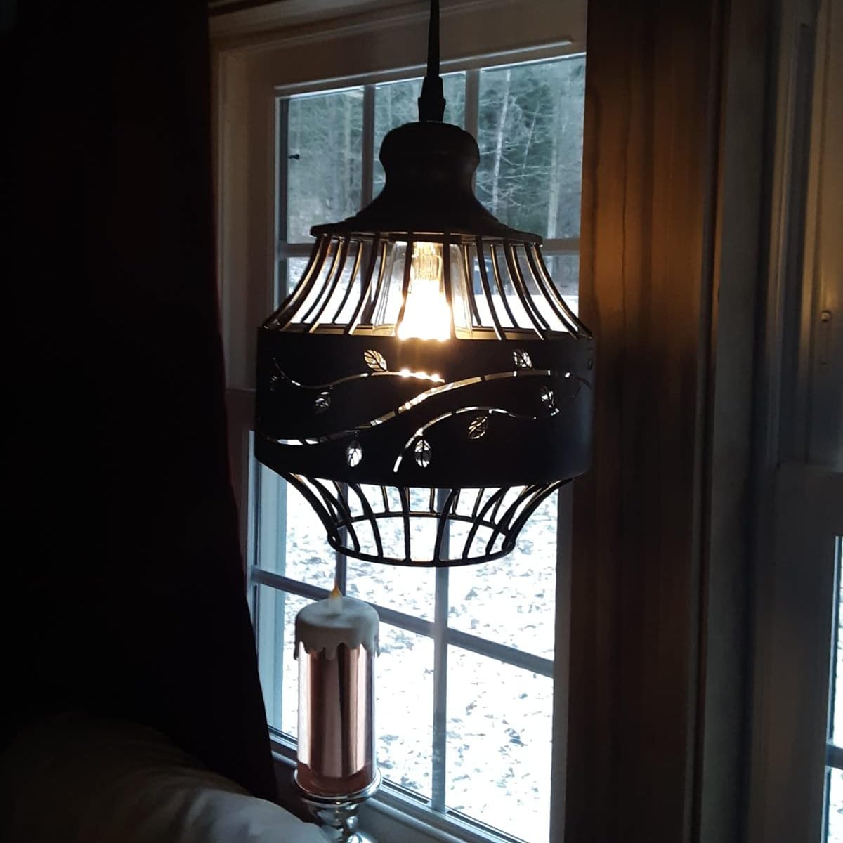 Ylong-Zs 16Ft Plug In Pendant Light, Metal Swag Ceiling Lamp, Dark Bronze, Dimmer Switch