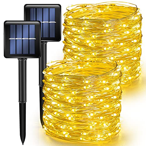 Tw Shine Warm White Solar String Lights Outdoor, Total 80 Ft 240 Led Solar Powered Waterproof Fairy Lights 8 Modes Copper Wire L