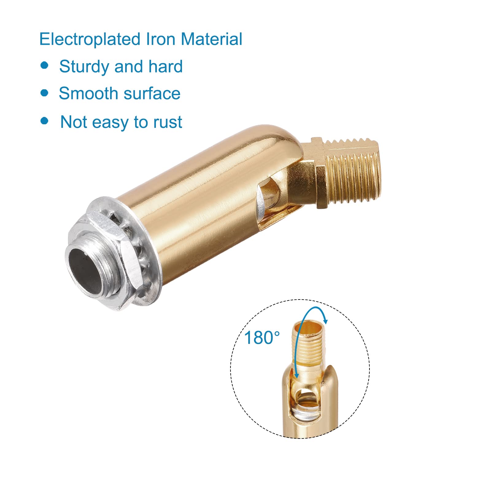 Meccanixity Sloped Ceiling Adapter 180 Degree Swivel M10 Thread, For Chandelier Ceiling Pendant Light, Champagne Gold Pack Of 2