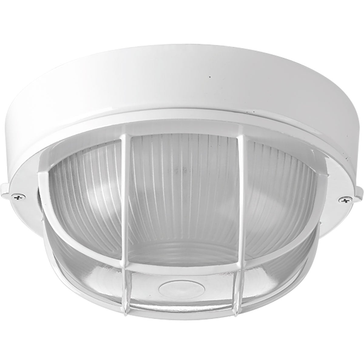 Progress Lighting P3709-30 Bulkheads One-Light Flush Mount, Antique Bronze, White