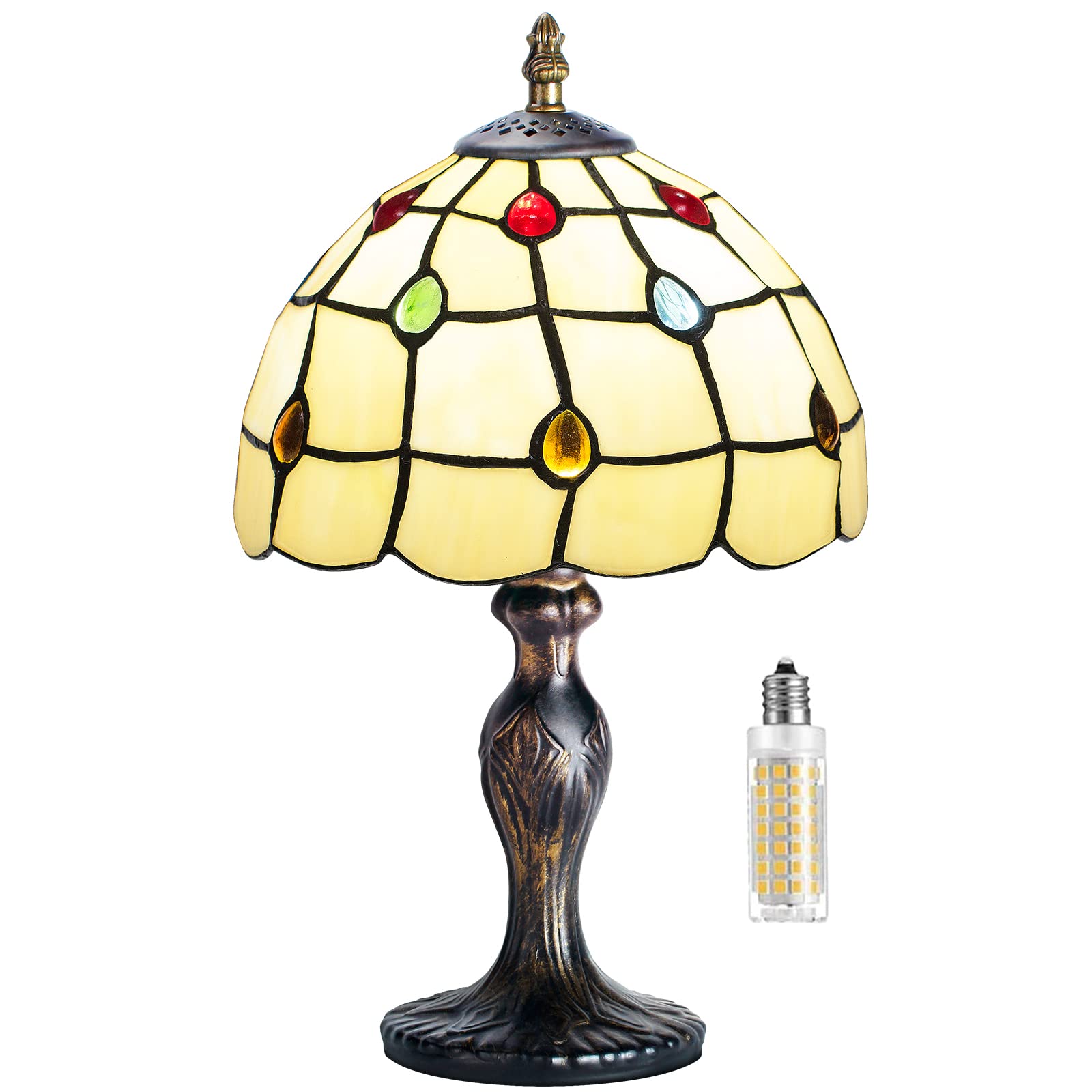 MIAOKE Tiffany Table Lamp - Stained Glass, Handmade, Antique Style, Ideal for Bedroom, Living Room, Desk - Color: Tiffany Table 2
