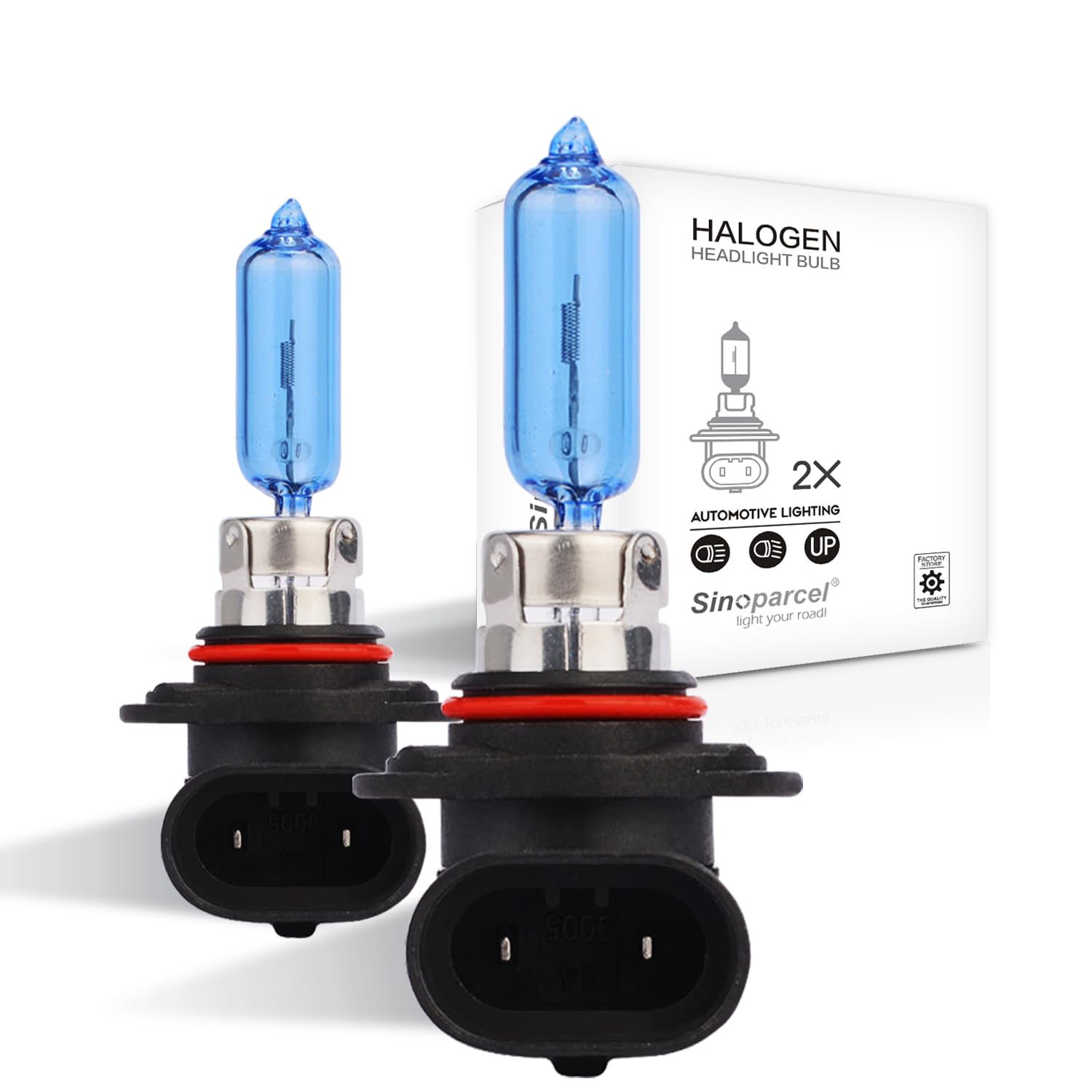 Sinoparcel 9012/HIR2 Halogen Headlight Bulbs, 200% Brighter, Pack of 2, 5000K Color, Glass Material