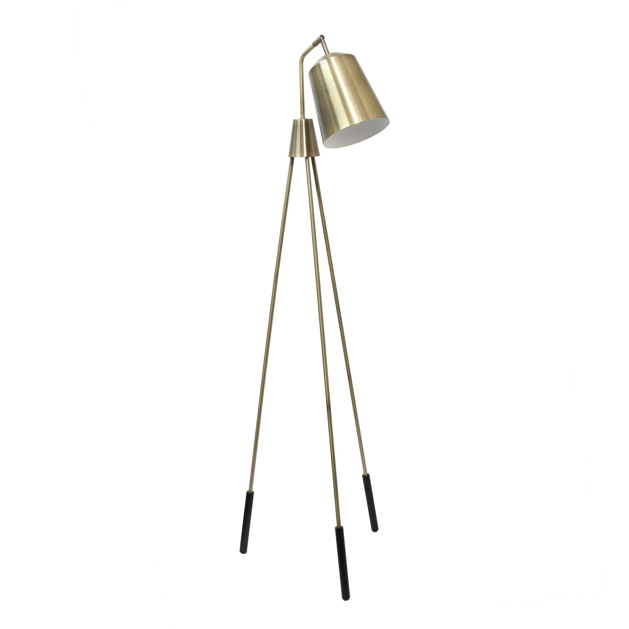 LALIA HOME Industrial Tripod Floor Lamp, 1 Light, Metal, Antique Brass, 26inL x 20inW x 65inH, Model LHF-5016-AB