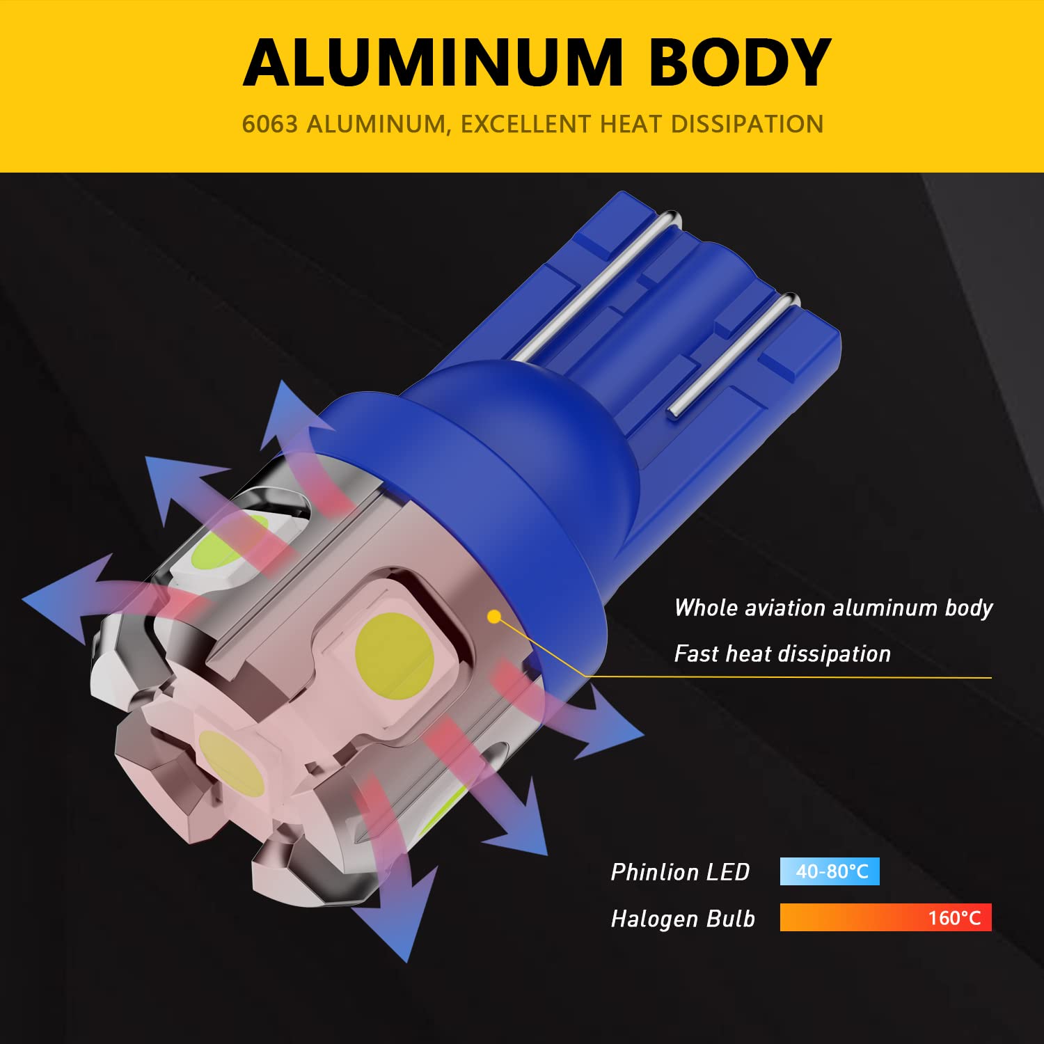 Phinlion 194 168 Led Bulb Ice Blue Super Bright 2825 W5W T10 Wedge 6-Smd 3030 Chipsets Led Replacement Bulbs For Car Interior Do