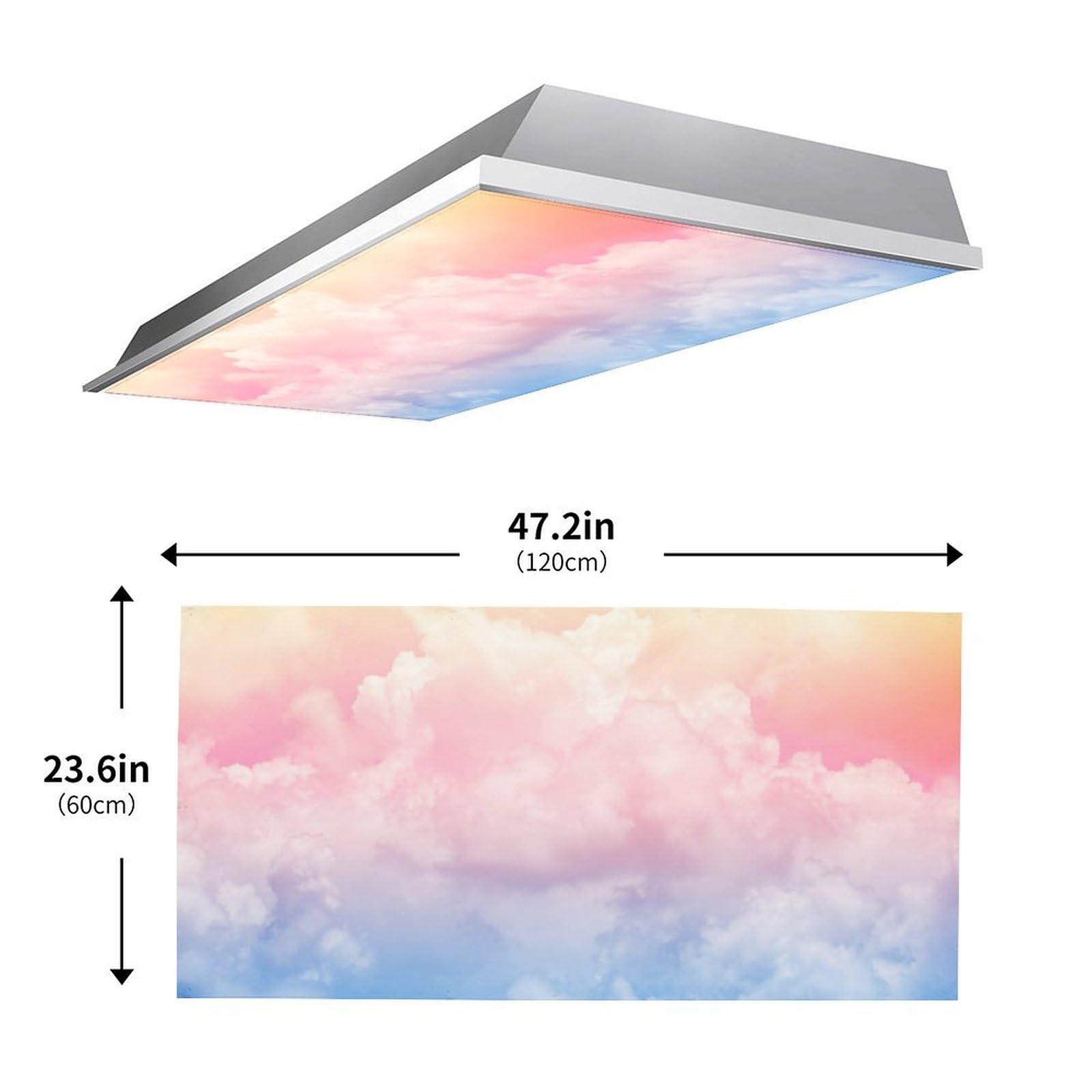 Sunnyhut 2 Pack Fluorescent Light Covers - Colorful Clouds, 4x2 Ft Polyester Fiber Panels for Classroom & Office