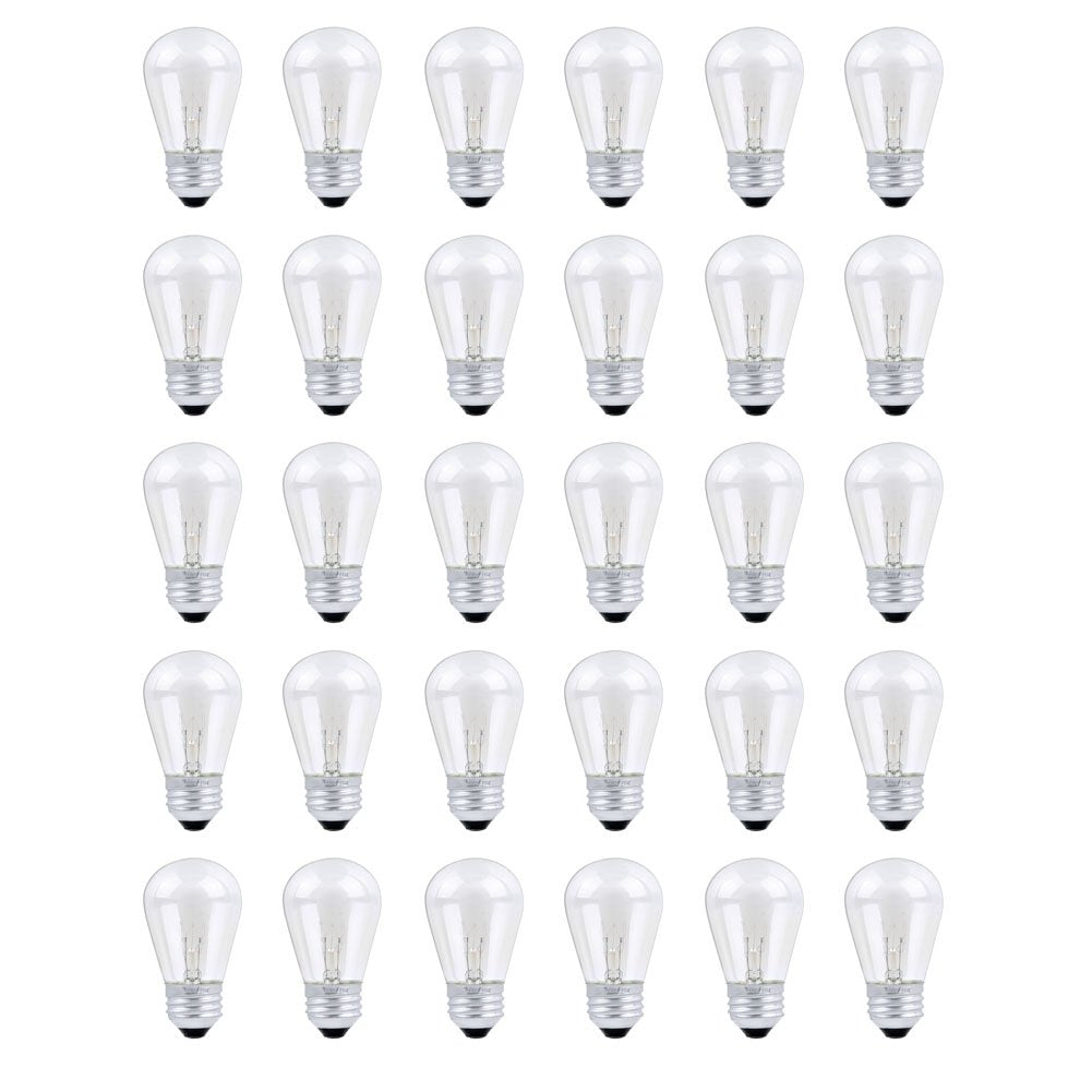 30 Pack S14 Outdoor String Light Bulbs Set orange, 120V 11W Clear Outdoor Patio Vintage Light Shatterproof Bulbs