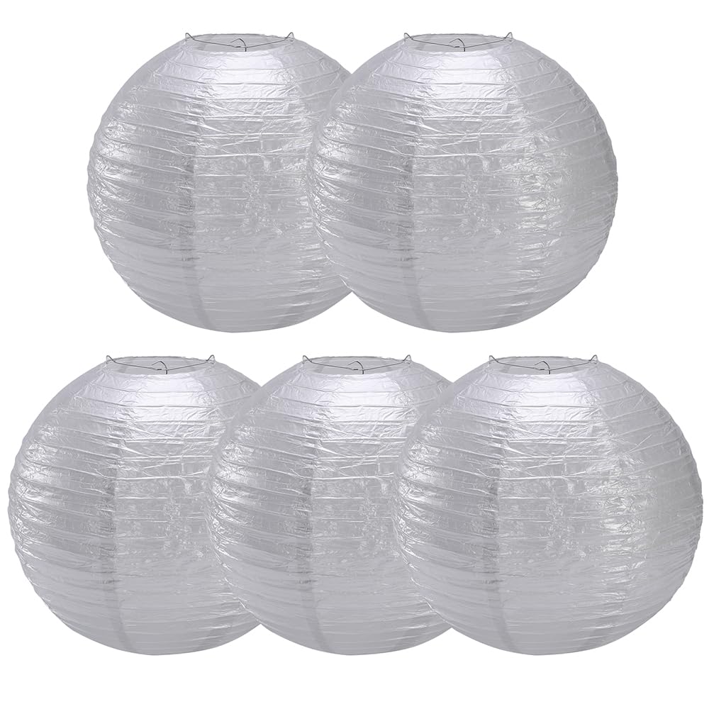 Paper Lanterns Round Paper Lanterns Decorative Ball Lanterns Lamps for Weddings, Birthdays, Parties and Events 16-Inch 5 Packs (