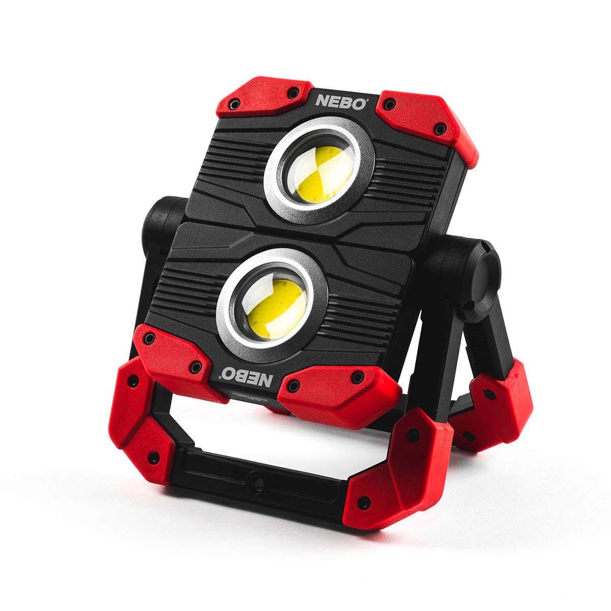 NEBO OMNI 2K Work Light - 2000 Lumen Rechargeable COB LED Flashlight, Portable Magnetic, Red and Black, Model WLT-0015, Folded Size: 