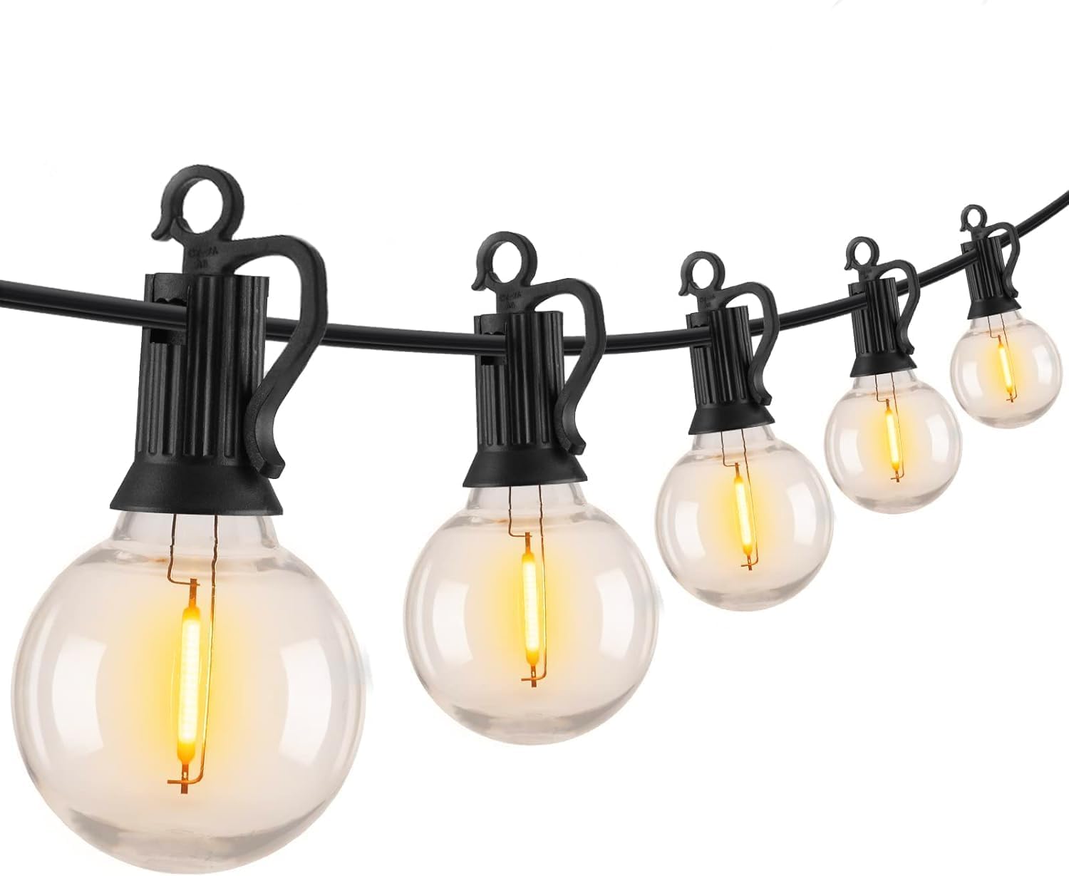 Brightown Outdoor String Lights - 100FT Patio Lights with 50 LED G40 Bulbs, All-Weatherproof, Black, Model GYPC-O50LAU