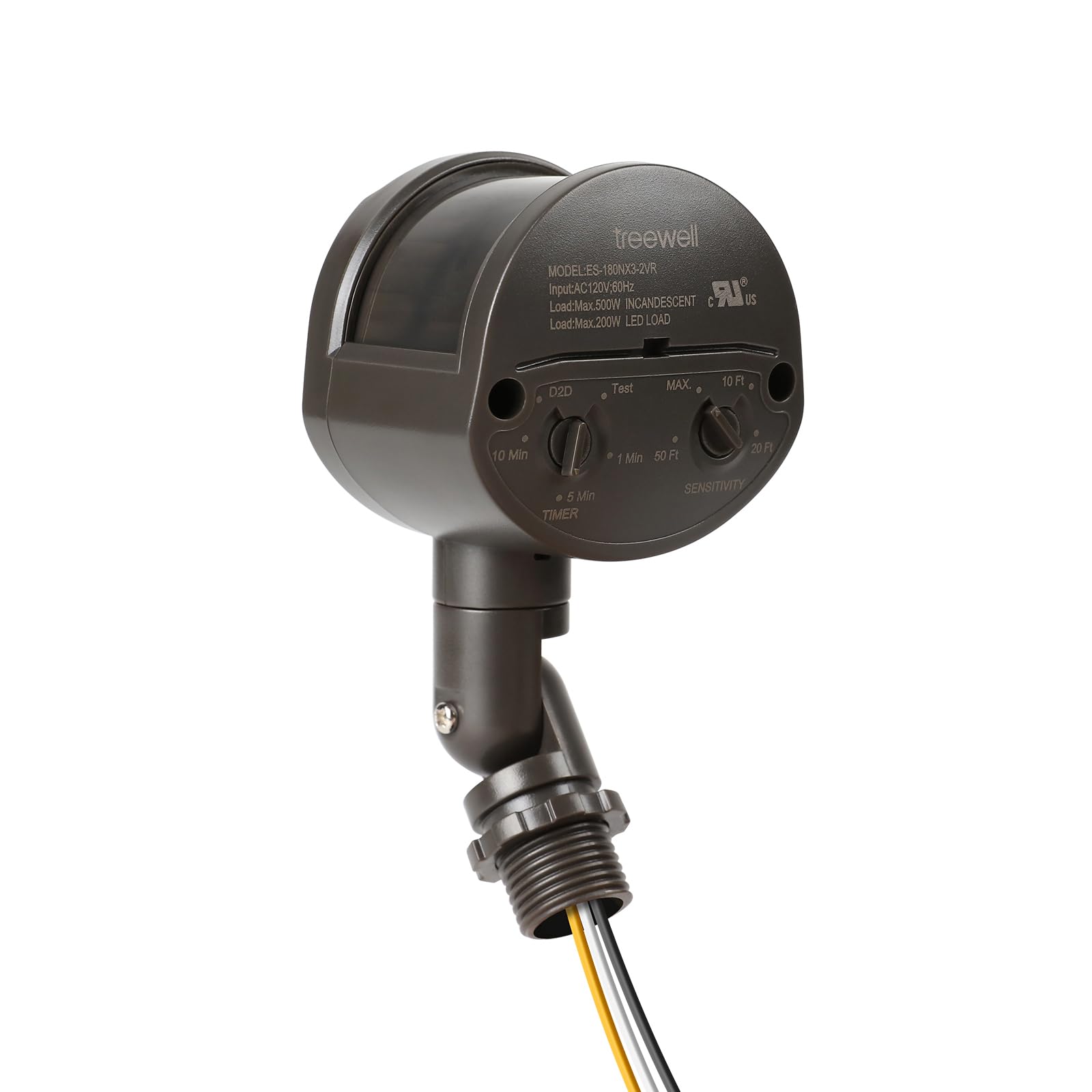 TREEWELL Motion Sensor, 180-Degree Replacement Motion Detector, Adjustable Time & Detection Sensitivity Up to 60 Feet Range, 3 W