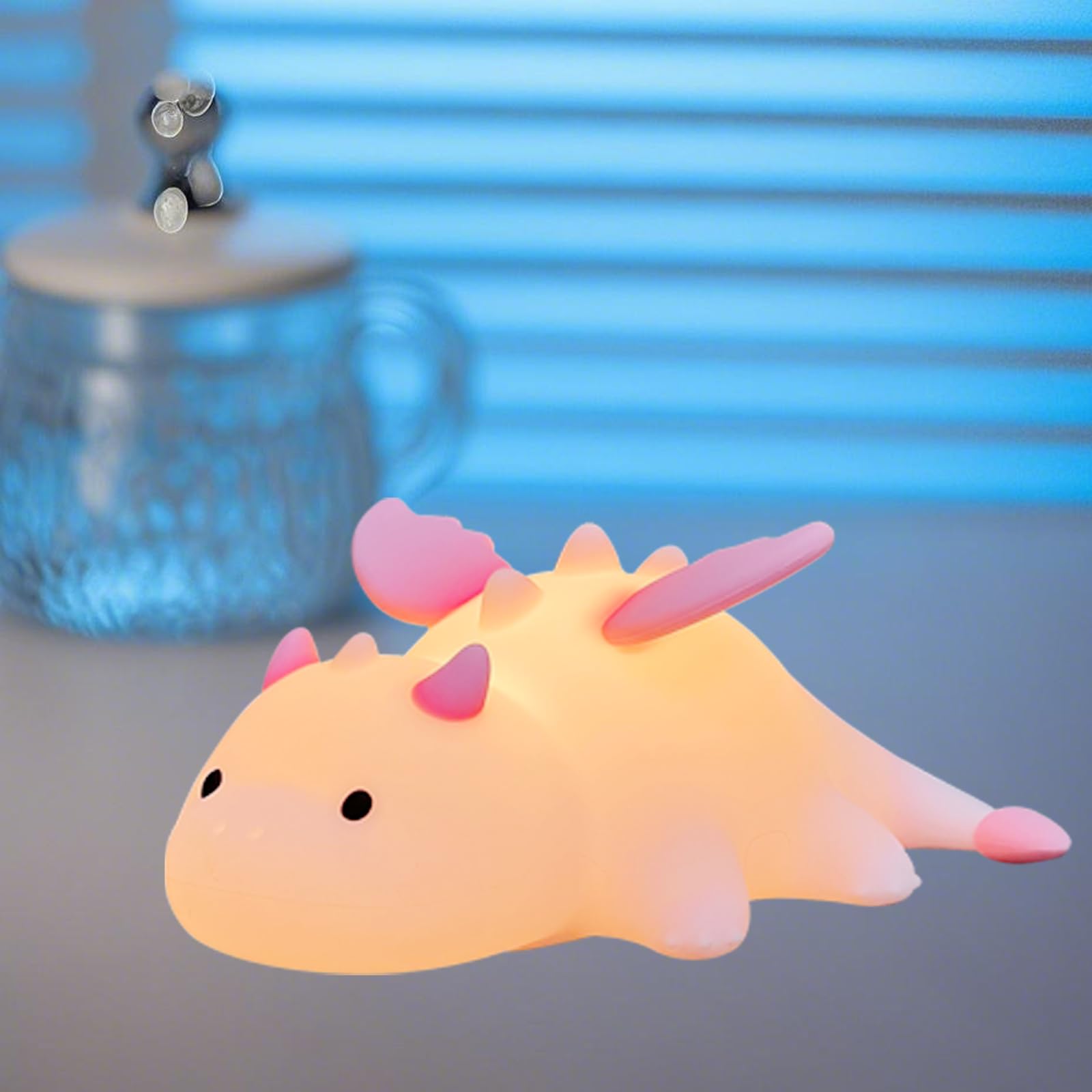 Milk Dragon Night Light for Kids, Cute Dinosaur Lamp Gifts for Boys and Girls, Dimmable Silicone Animal Magnetic Bedside Lamp, R