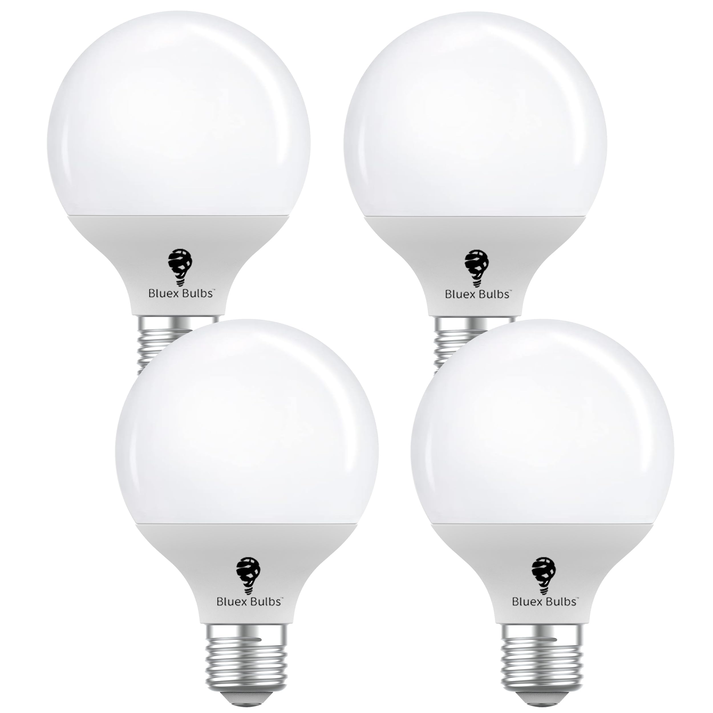Bluex Bulbs G25 LED Vanity Light Bulbs 4 Pack 6W 3000K Warm White E26 Base Non-Dimmable