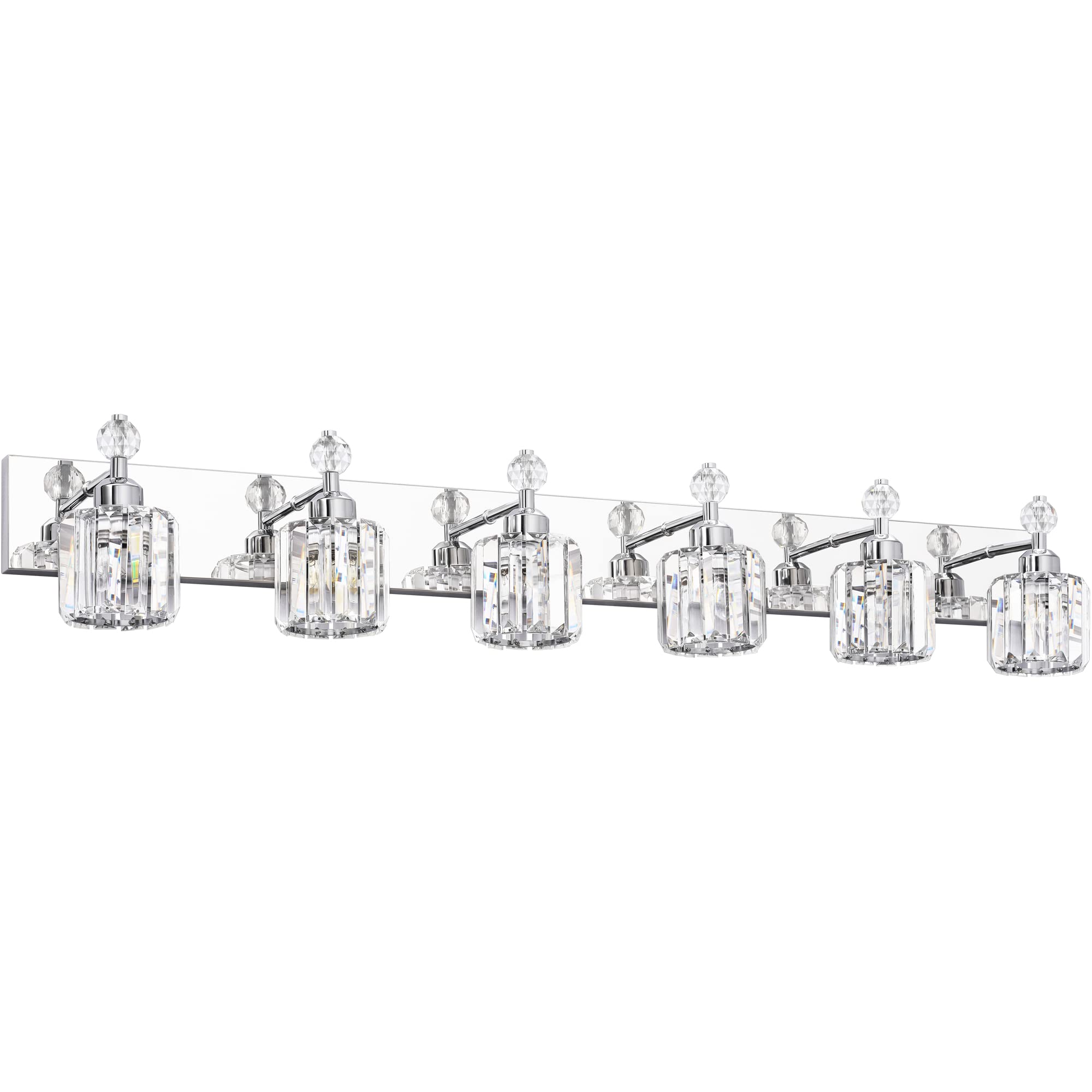 PRESDE 6-Light Bathroom Vanity Light Modern Chrome Stainless Steel Over Mirror