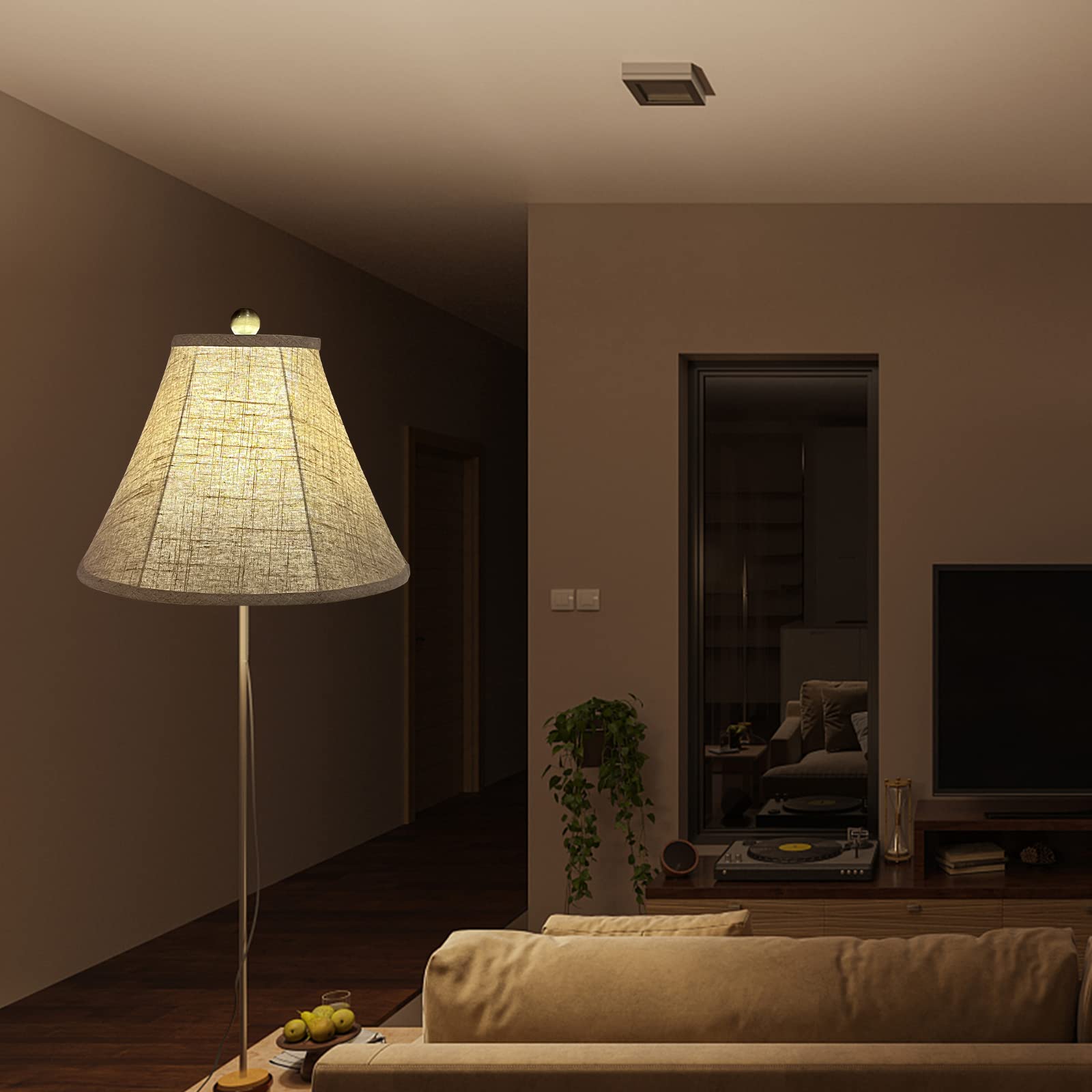 Tootoo Star Double Tootoo Star Lamp Shade Set Of 2, Brown Fabric, 6X14X10 Inch, Hand Crafted For Floor Light And Table Lamp