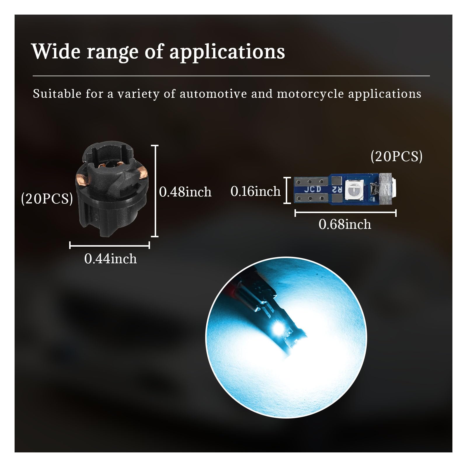 Dickno 20 Pcs T5 Led Lights For Car Dashboard, High Light 3030-3Smd Replacement With Twist Lock Socket, Led Bulb For Gauge Cluster Indicator Dashboard Instrument Panel Lights (Ice Blue)