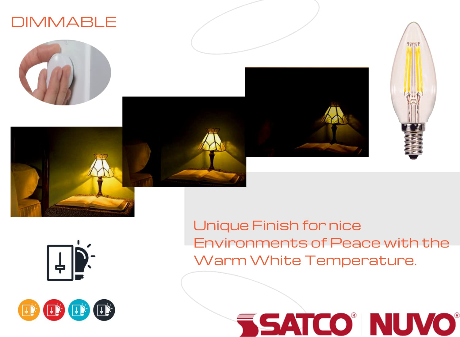 Satco Candelabra Bulb, Model S29877, Clear Glass Finish