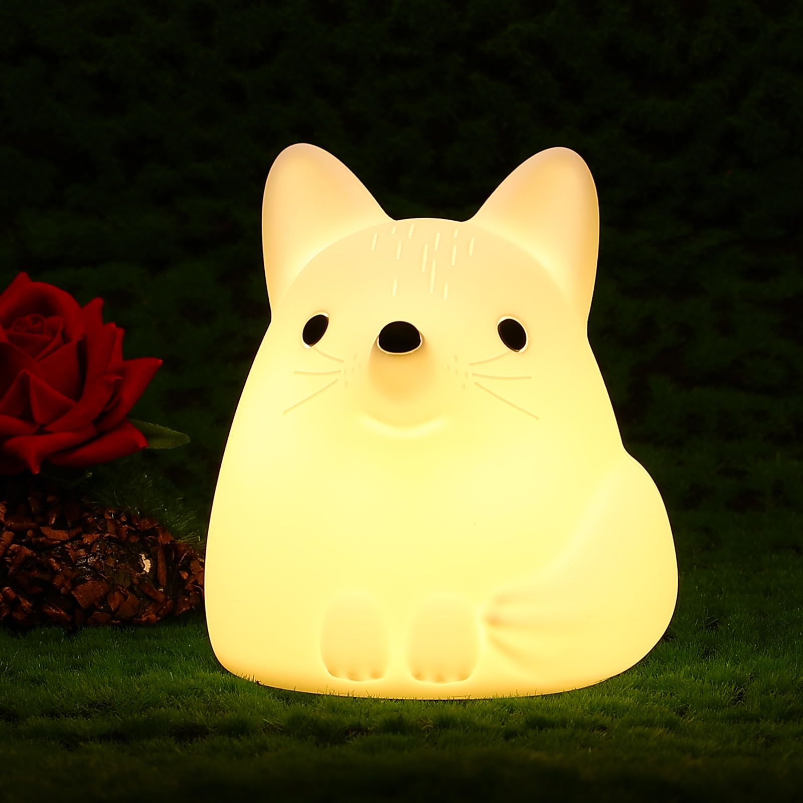 LOVERUIS Night Light for Children, Fox Night Lights 7 Colours Night Light Baby, USB Rechargeable, Cute Lamp Gifts for Babies, Ch