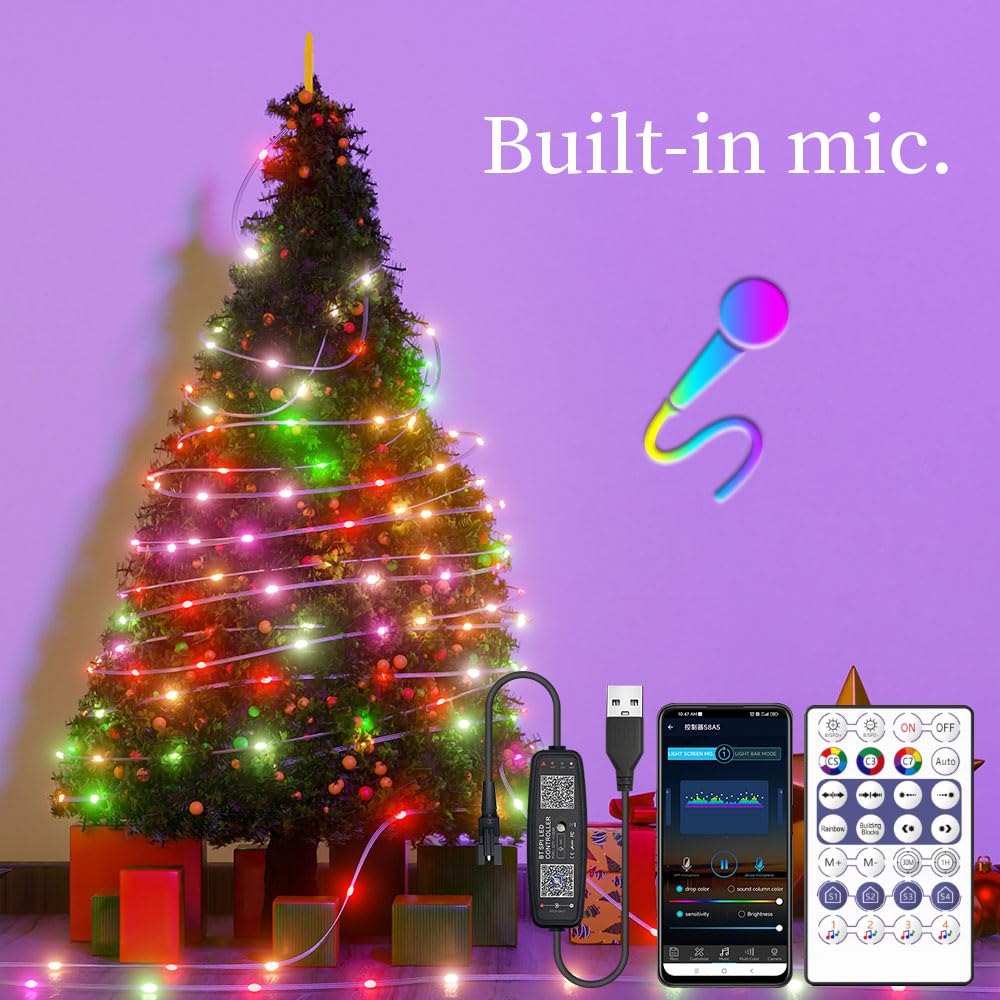 Xnbada LED Controller, Bluetooth Music APP Control, 28 Keys Remote, USB Interface, DC5V, Black