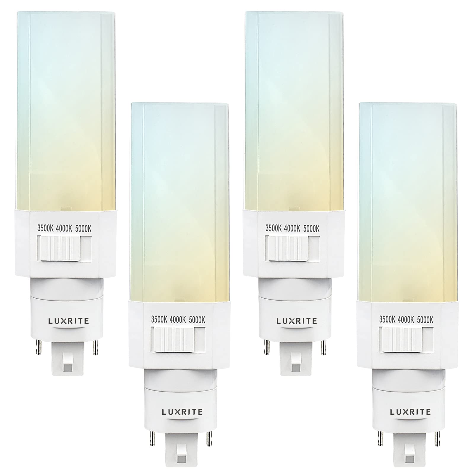 LUXRITE 11W Horizontal PL LED Bulb, 1450 Lumens, Ballast Bypass, 3 Color Selectable (3500K-5000K), G24D