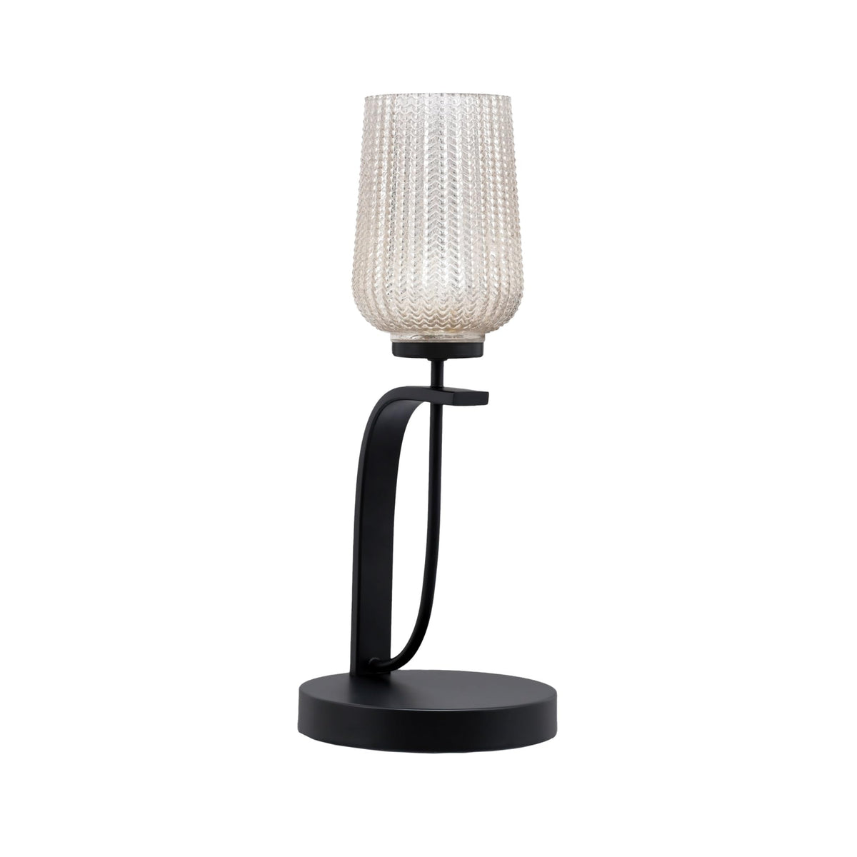 Cavella 1 Light Accent Lamp Shown In Matte Black Finish With 5&quot; Silver Textured Glass