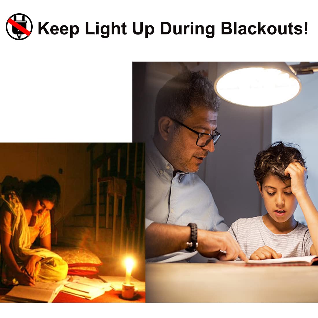 Furoching A19 Rechargeable Led Bulb, 60W Equivalent Backup Emergency Light Bulb With Switch Hook, E26 6000K For Home Power Outag