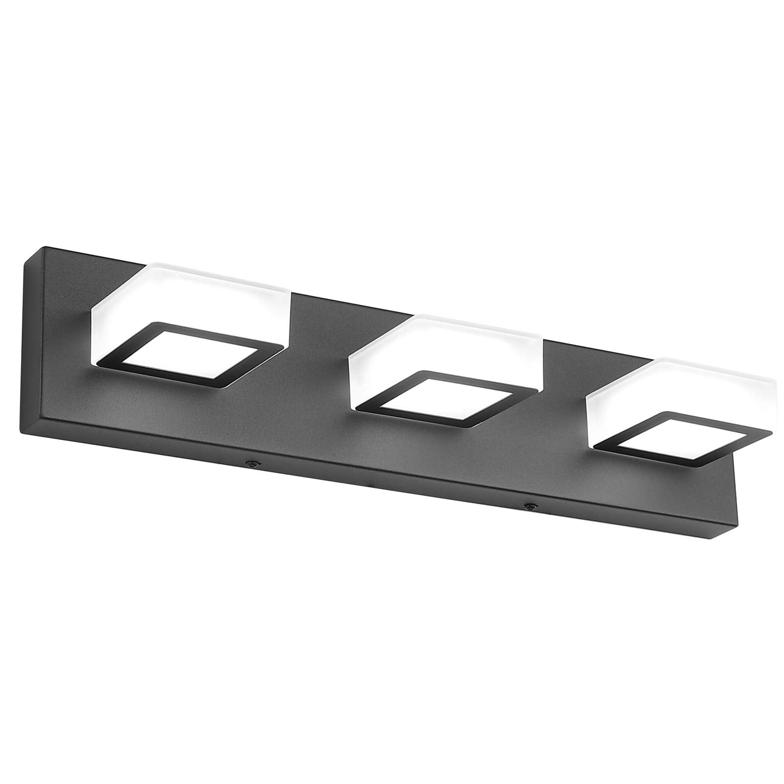 Ralbay LED Bathroom Vanity Lights, 3 Lights, Acrylic, 20 inch, Modern Black, Model 8590