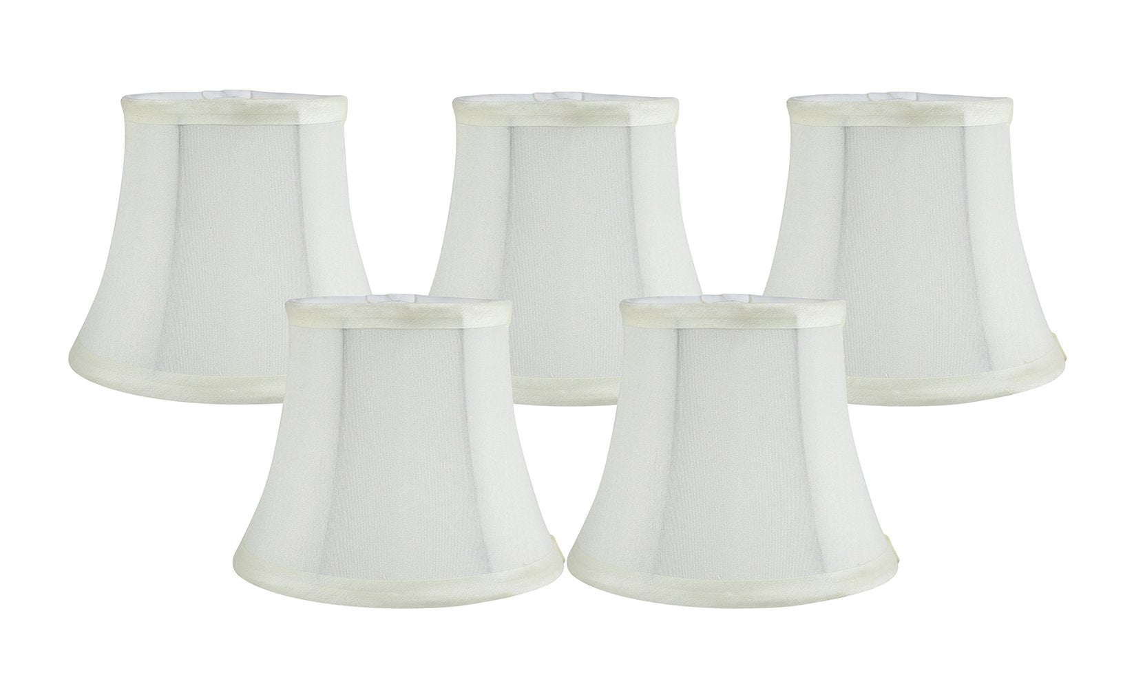 MERIVILLE Faux Silk Chandelier Lamp Shades Set of 5 Softback Bell Shape Clip-On Fitter 4in x 6in x 5in Eggshell