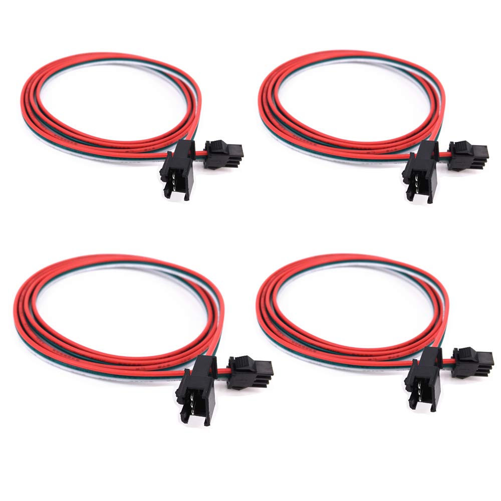 4 Pcs/Pack 1M/3.28Ft 3 Pin Jst Sm Male Female Plug Led Connector Cable For Ws2812B Ws2811 Sk6812 Symphony Led Lights With Connec